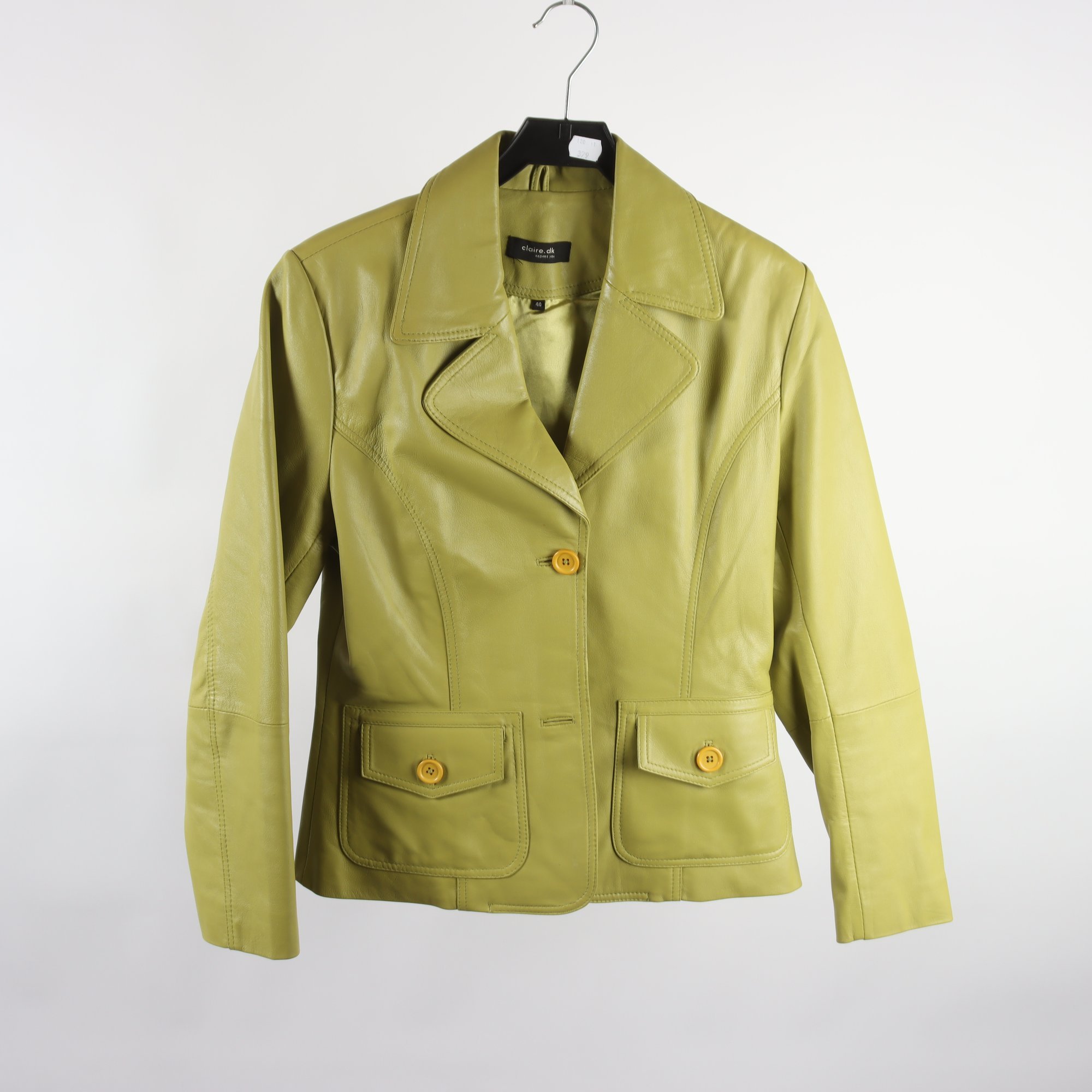 Skinnjacka, Dlaire Dk, lammskin, grön, stl. 40.