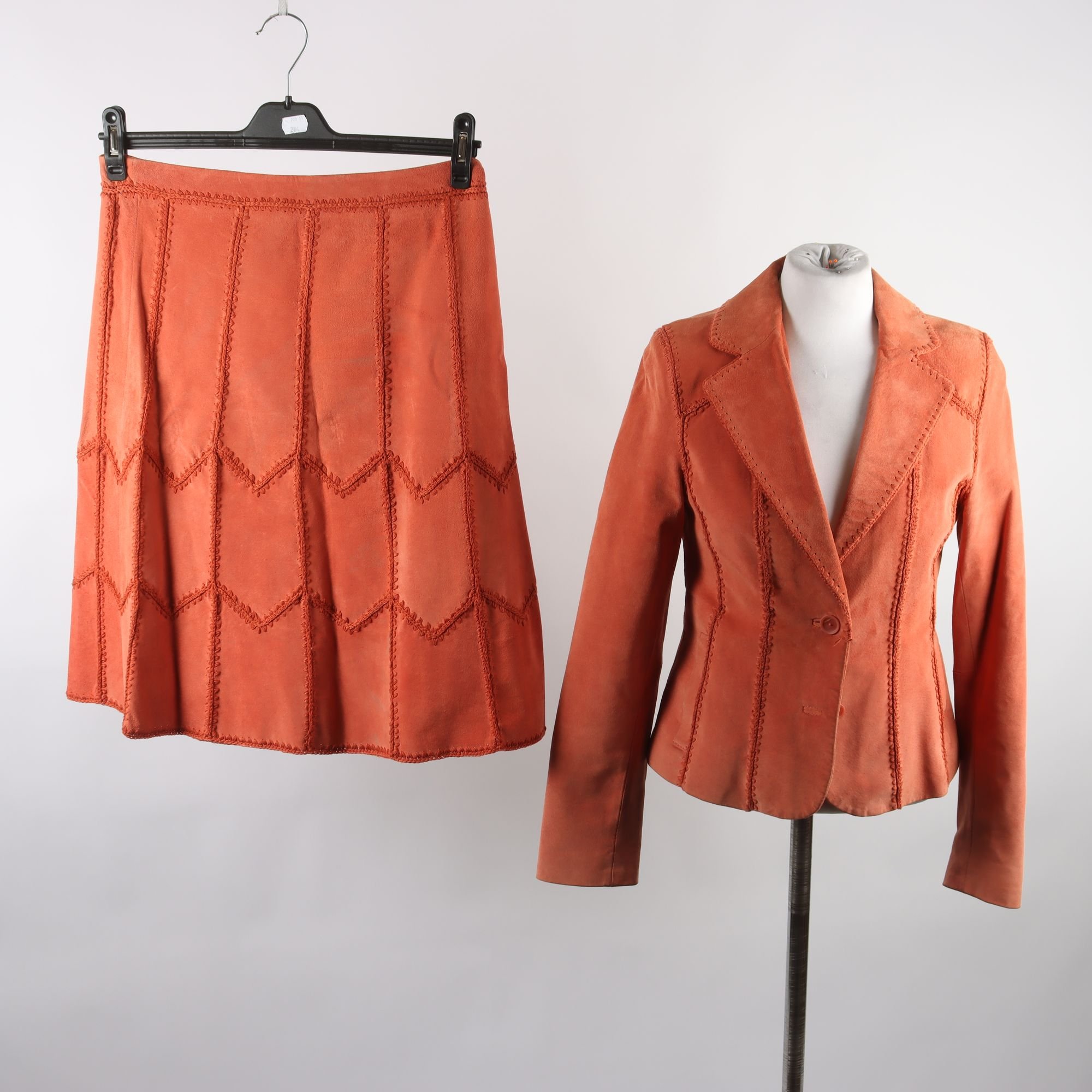 2-delat set, kavaj/kjol, STOCKH LM, ljus trracotta, mocka, stl. 36