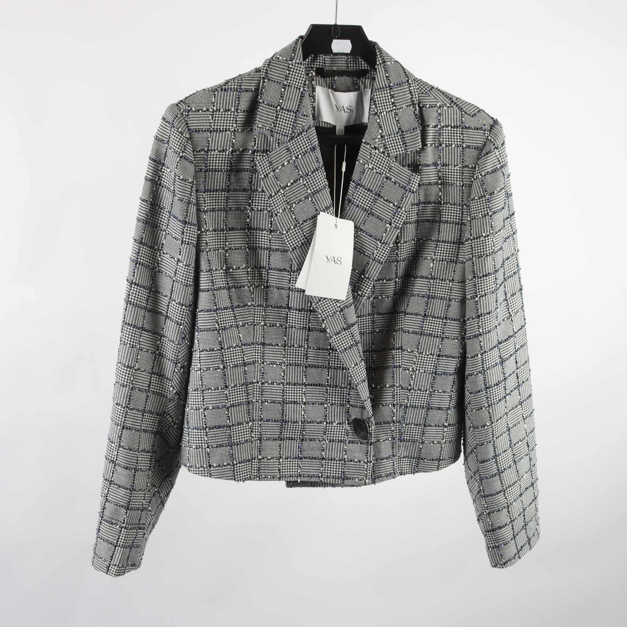 Kavaj, YAS, rutig, blå, vit, stl. 36.