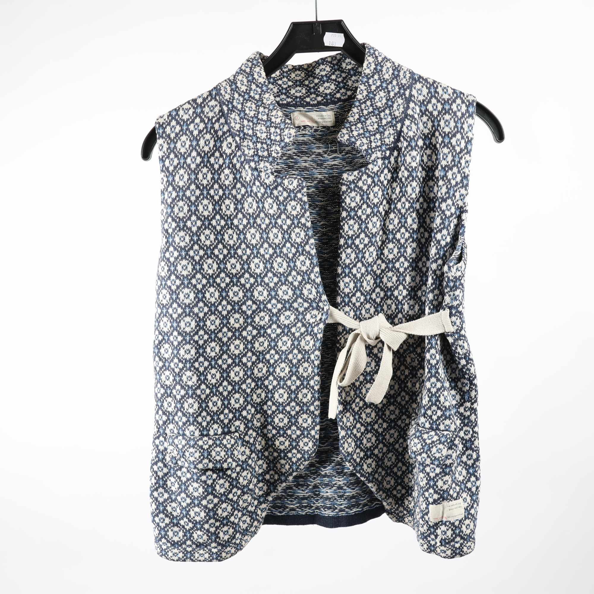 Väst, Odd Molly, blå, vit, mönstrad, stl. 2 (M)