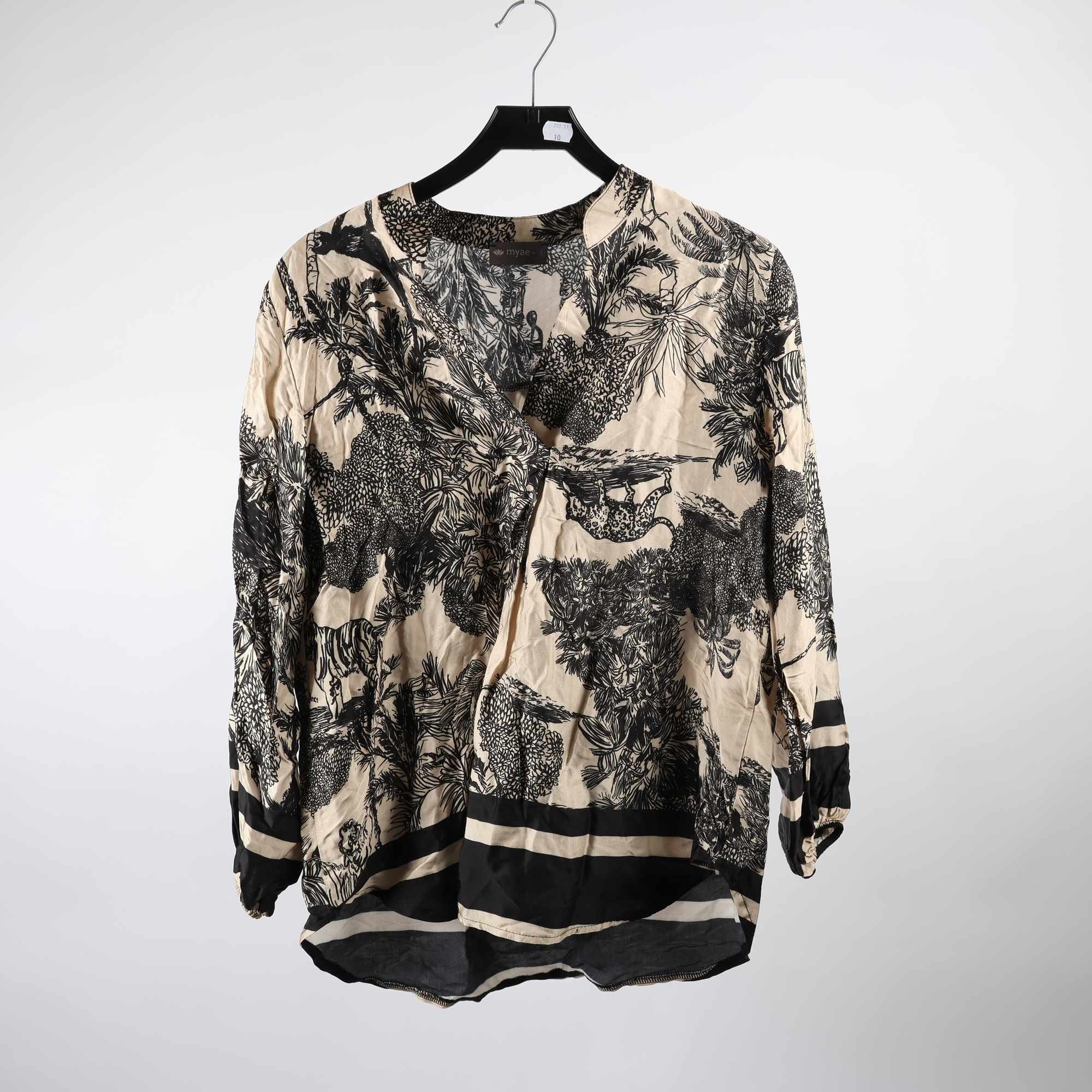 Blus, Myae, svart, beige, mönstrad, stl. S
