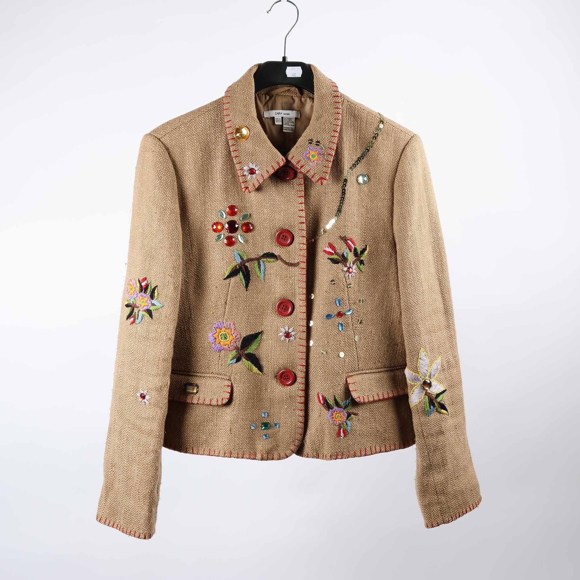 Jacka, Zara, brun, broderi, stl. XL