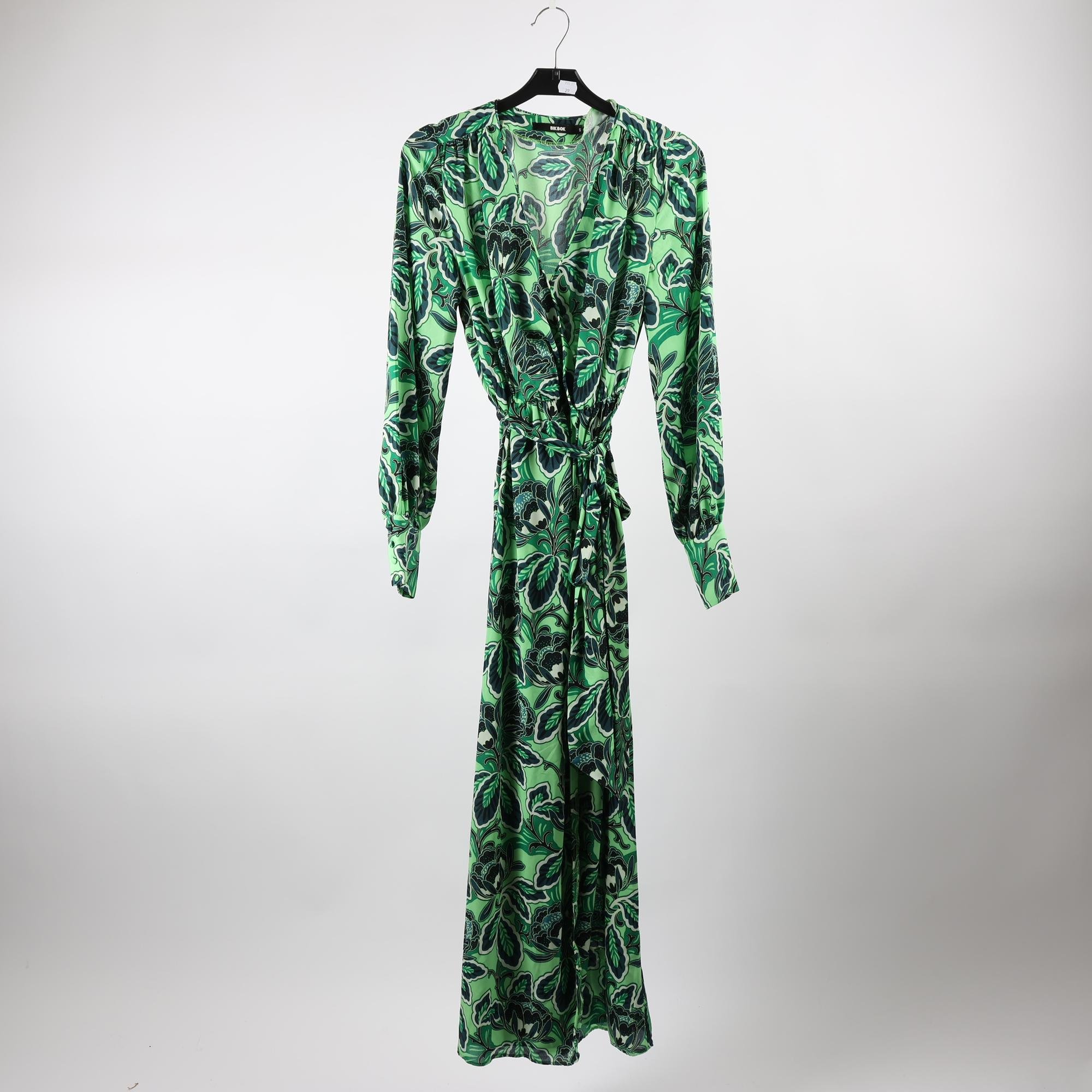 Klänning, BikBok, grön, mönstrad, stl. S