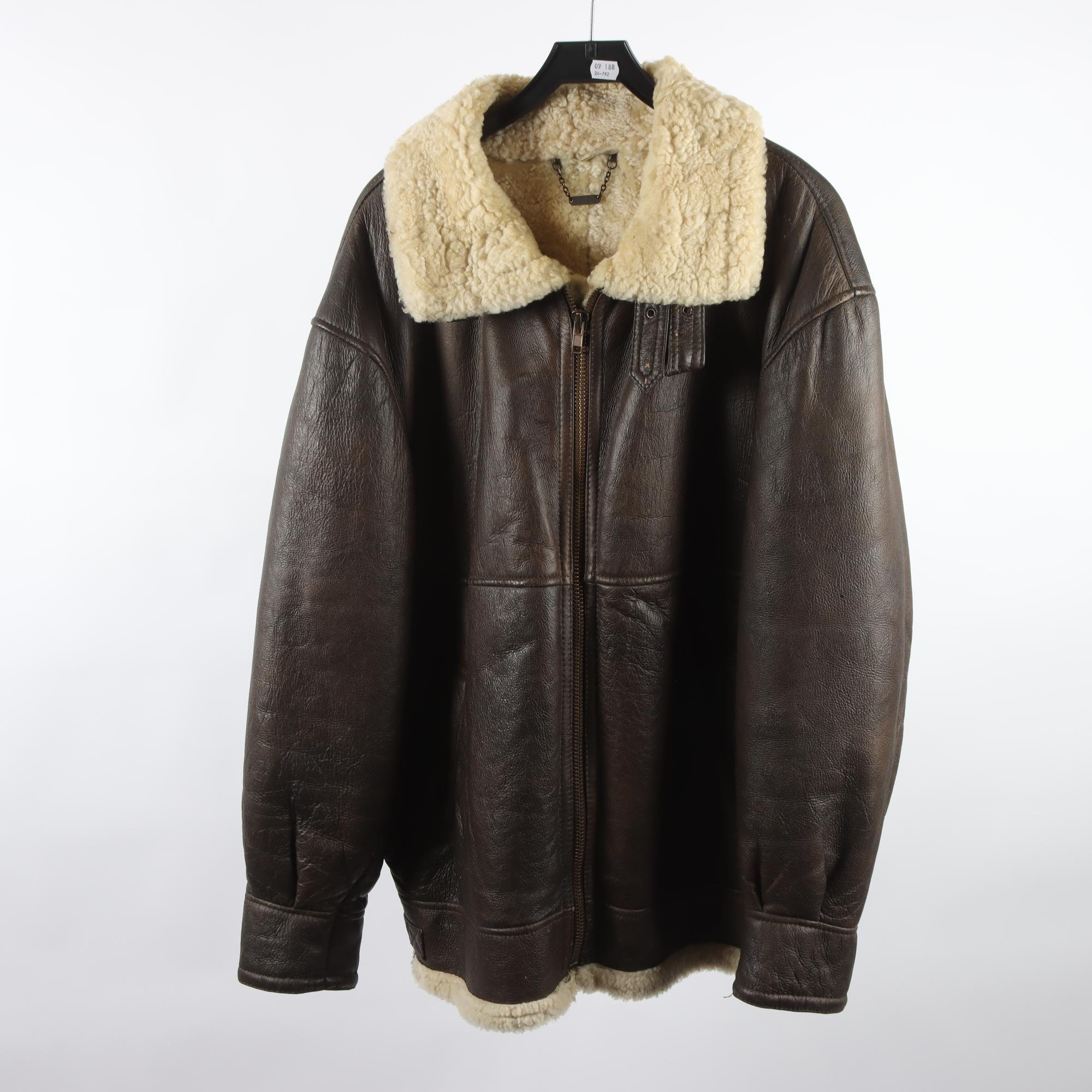 Skinnjacka, Shearling, vintage, 100% lammull, stl. XL