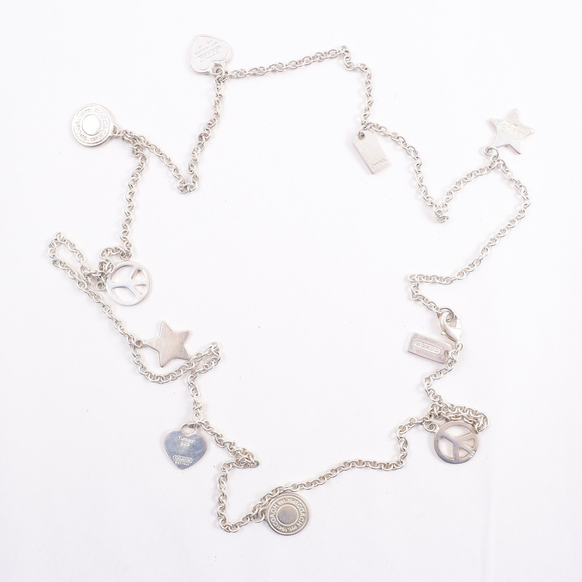 Halsband, silver, berlocker, vikt: 39.6g