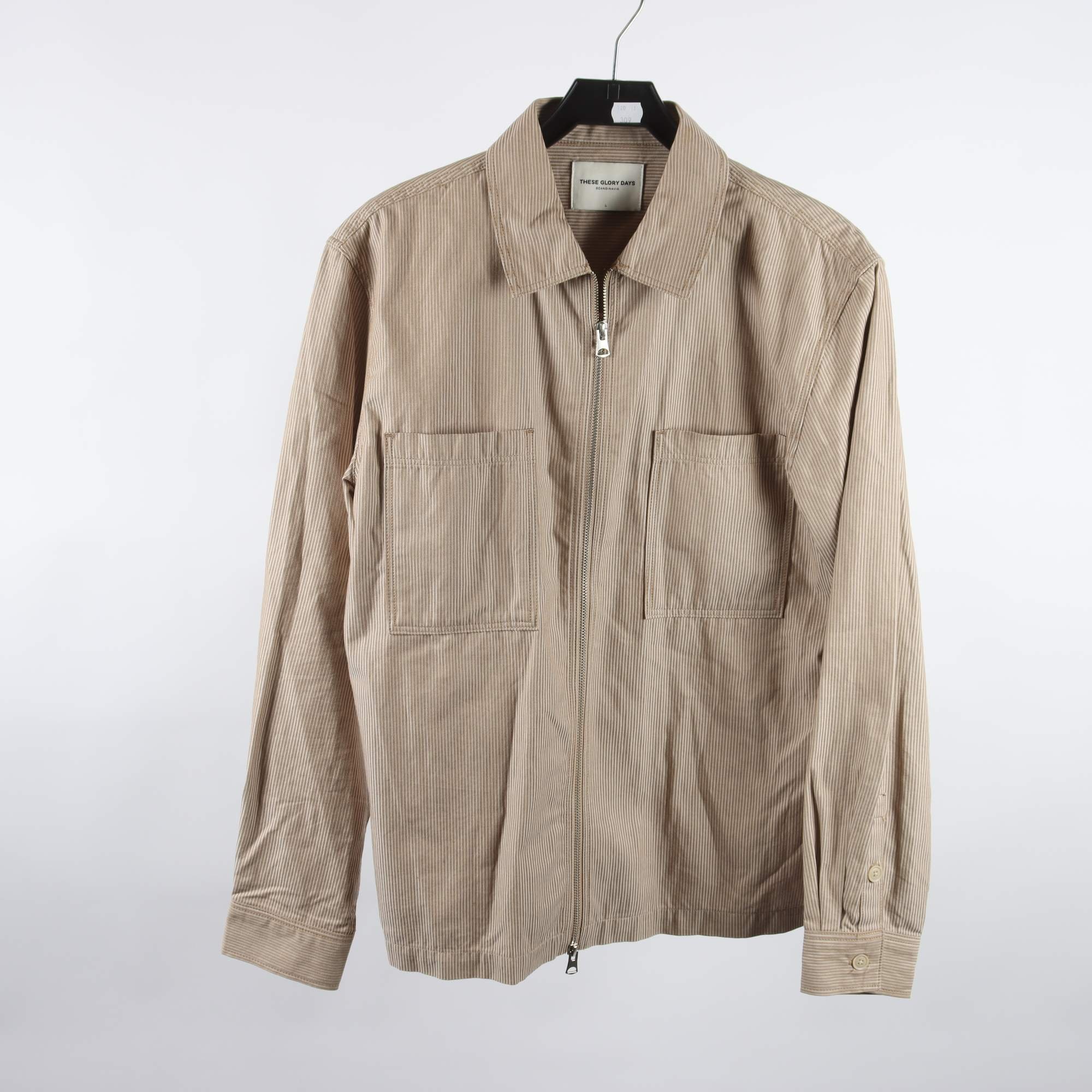 Skjortjacka, These Glory Days, beige, randig, stl. L.