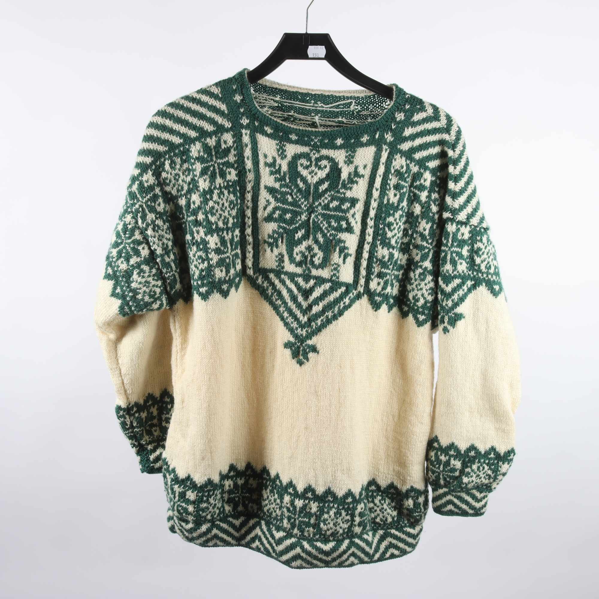 Tröja, Okänd, grön, vit, stl ca. M/L