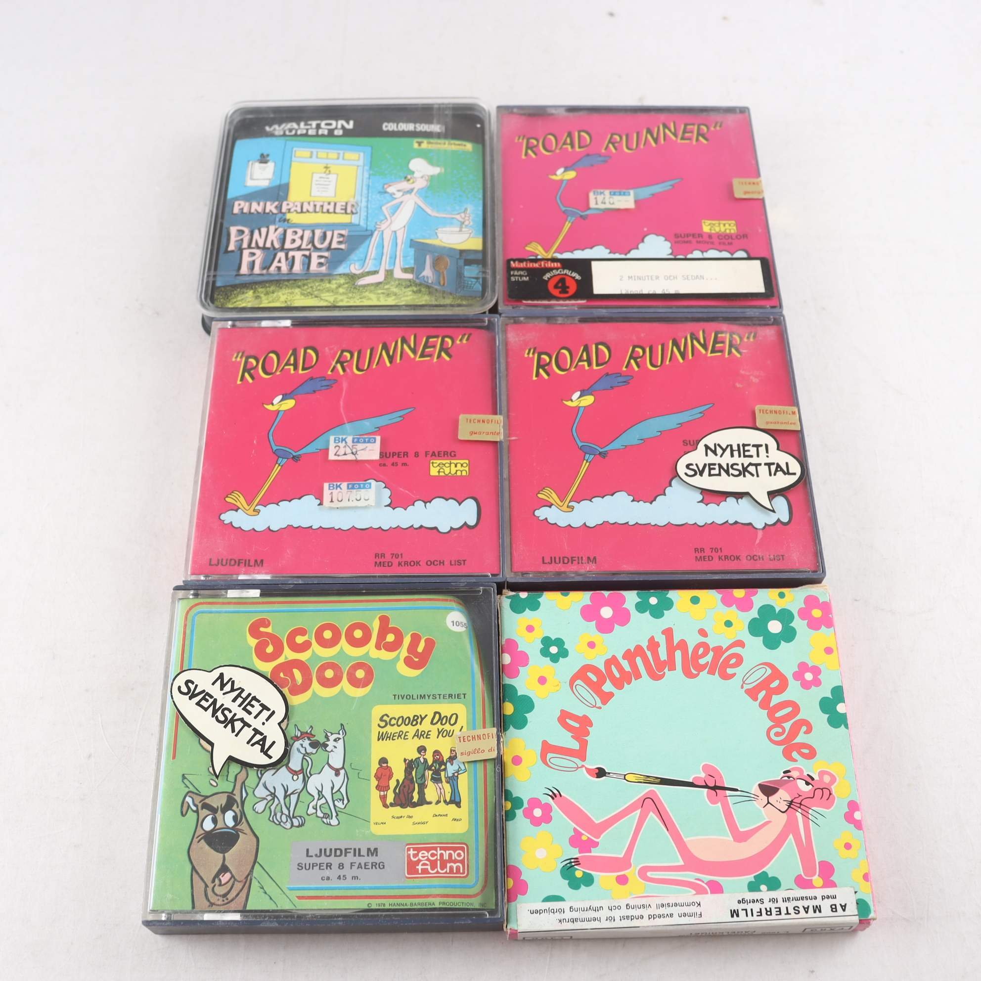 Super 8 Tecknad film, Rosa Pantern, Scooby Doo, Hjulben 7st