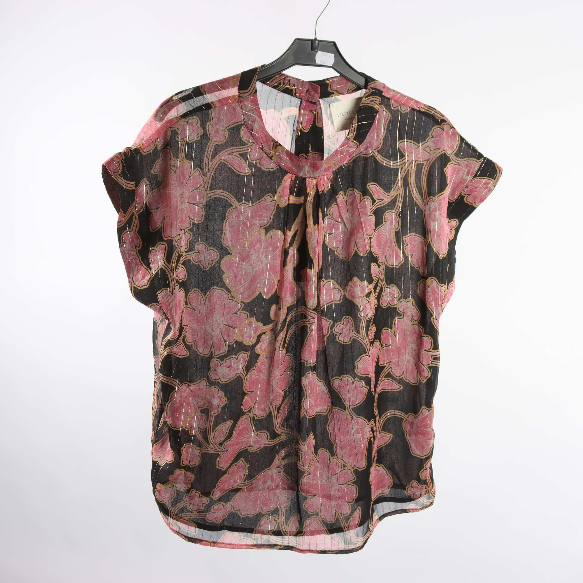 Blus, Lollys Laundry, svart, rosa, mönstrad, stl. XS