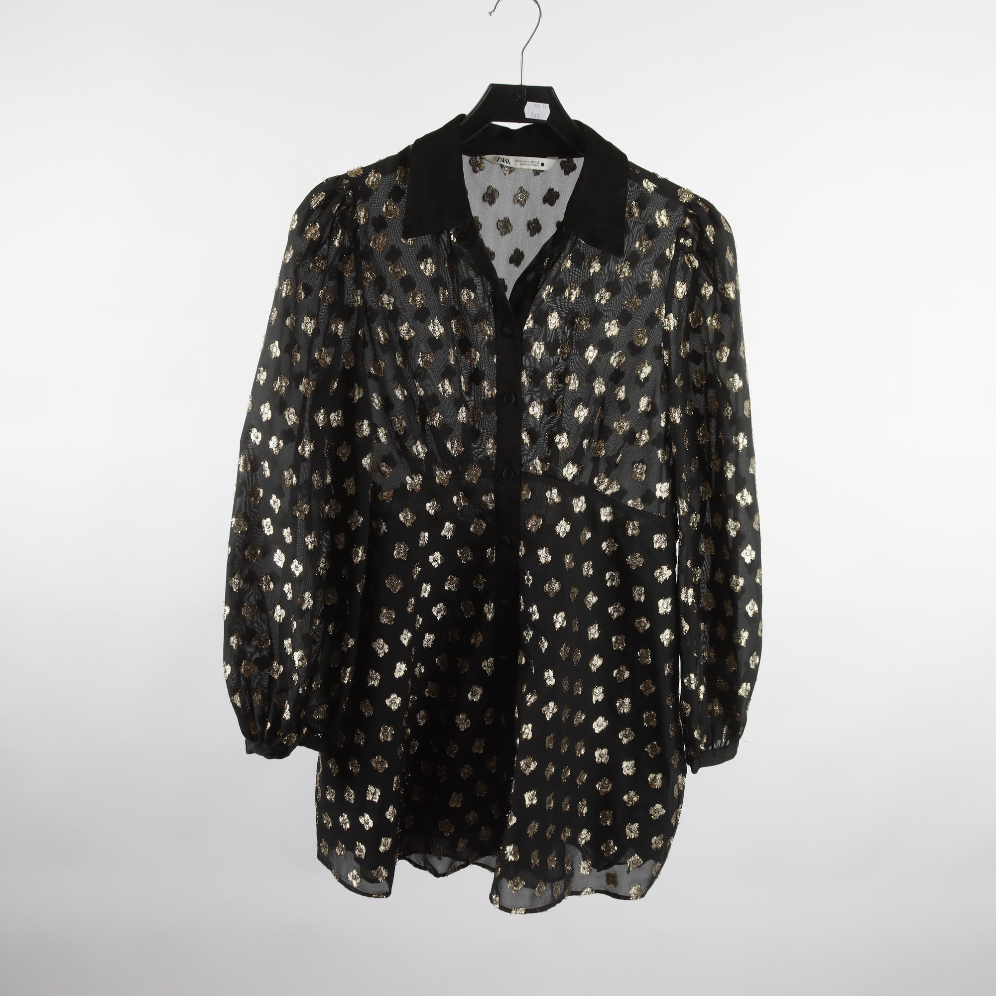 Blus, Zara, svart, guld, stl. L