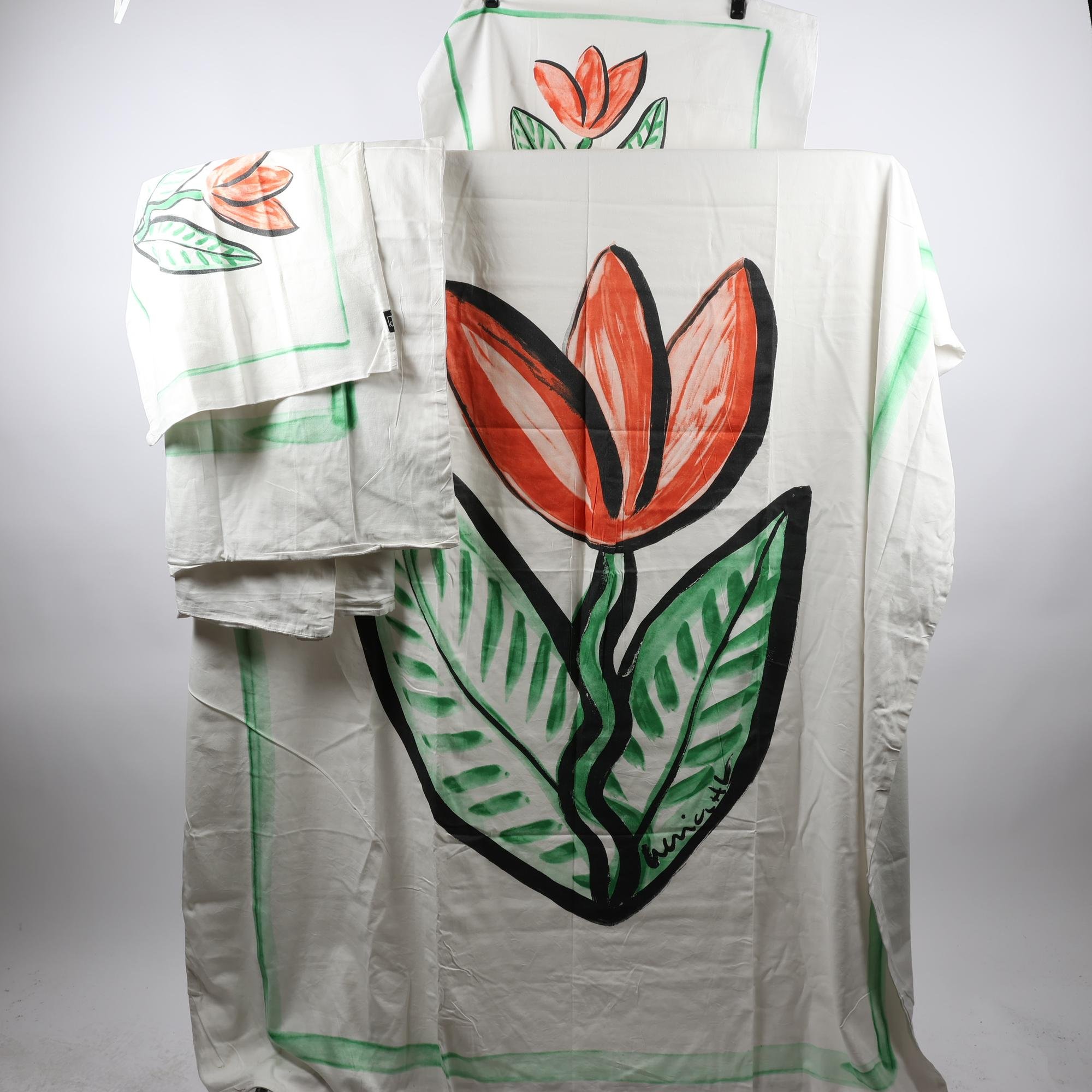 2 st påslakan set, Kosta Linnewäfveri, ”Tulip” Ulrica Hydman-Vallien