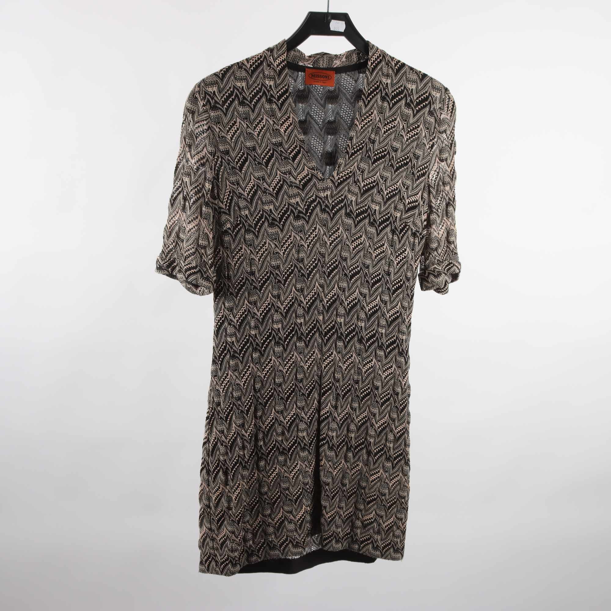 Klänning, Missoni, svart, beige, mönstrad, stl. 44