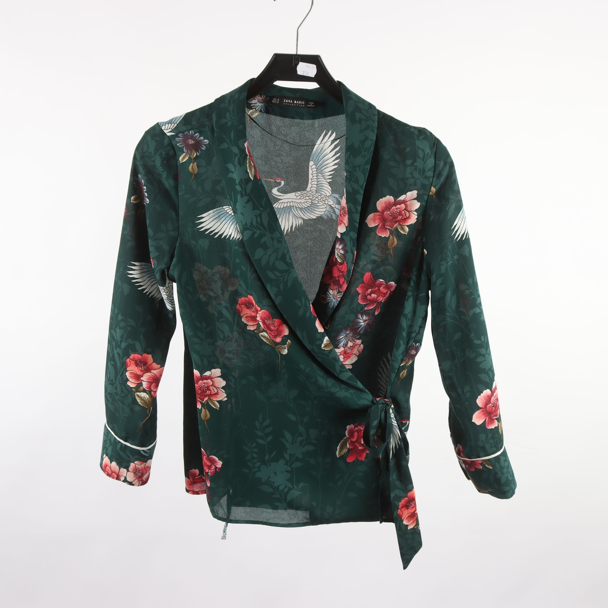 Blus, Zara, grön, mönstrad, stl. M