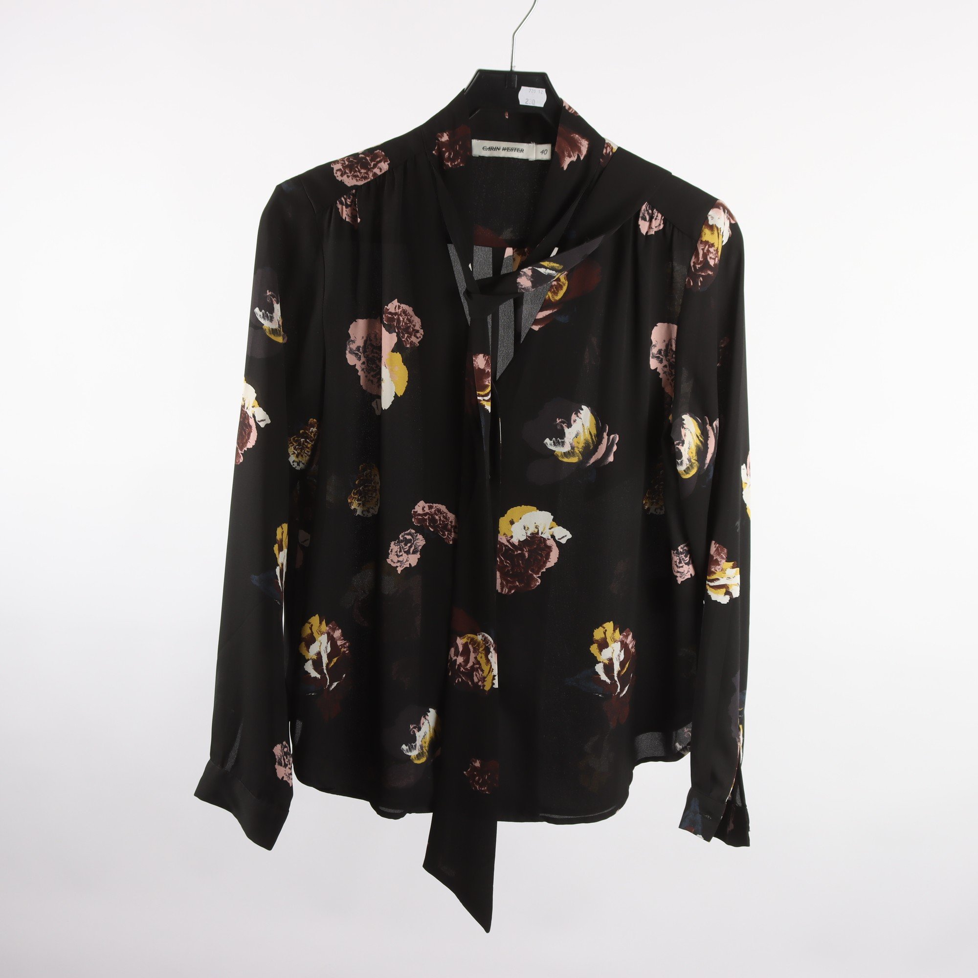 Blus, Carin Wester, svart, mönstrad, stl. 40