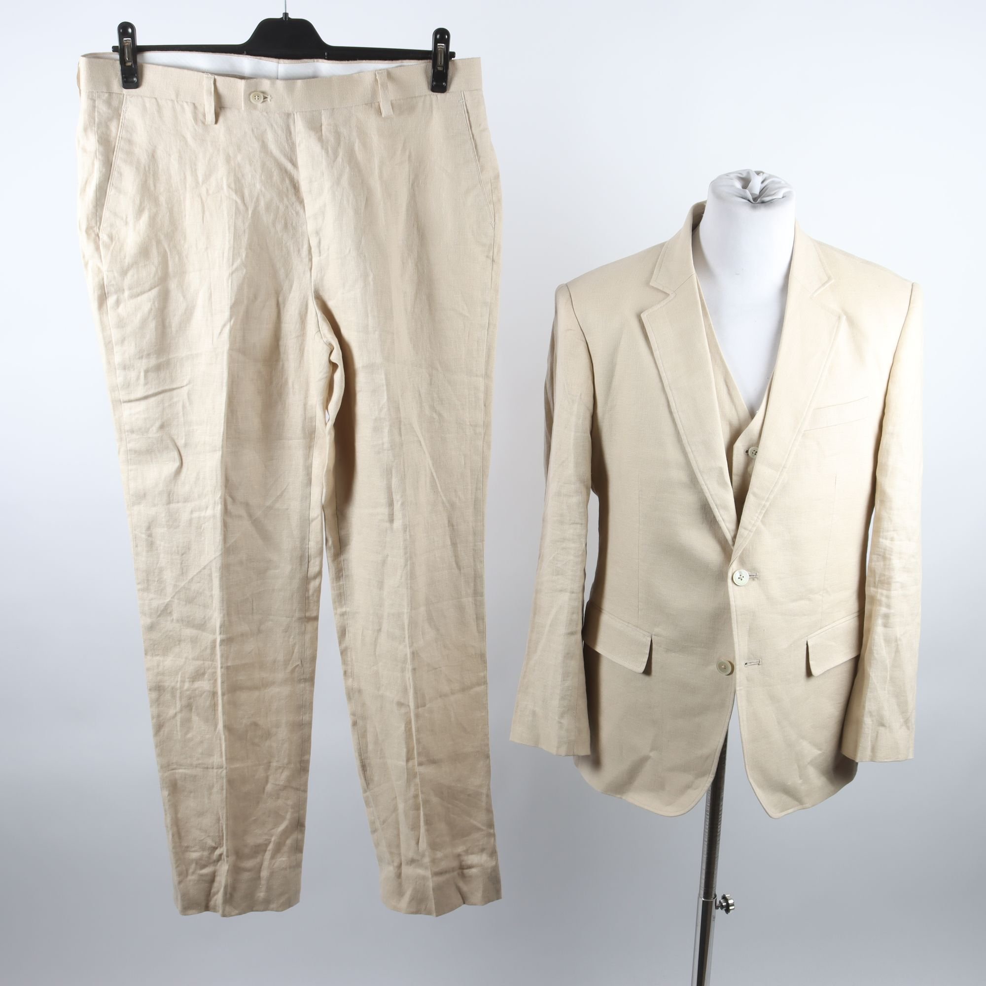 Kostym + väst, Tweedmaker, beige, stl ca. 52