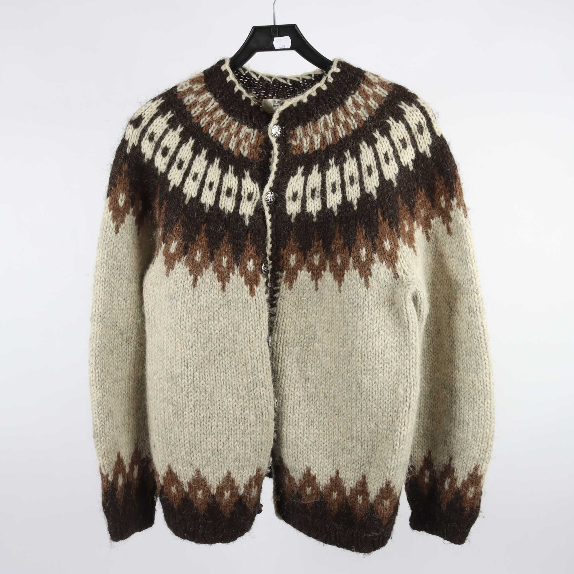 Islandströja, Iceland Sweater, grå, beige, brun, ull, slt. L.