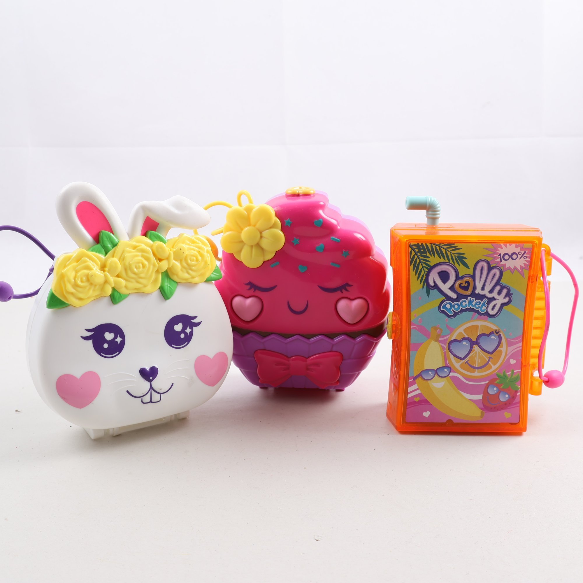 Leksaker, Polly pocket, 3st enheter, med tillbehör, senare mod.