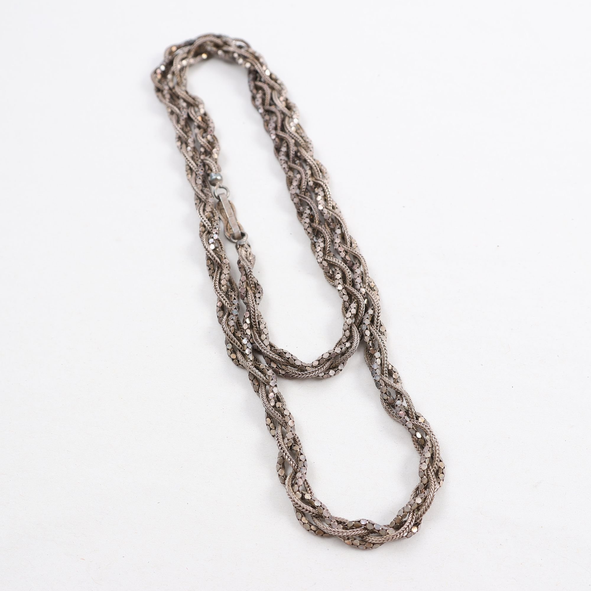 Halsband, silver, tvinnade länkar, vintage, vikt: 52.7g