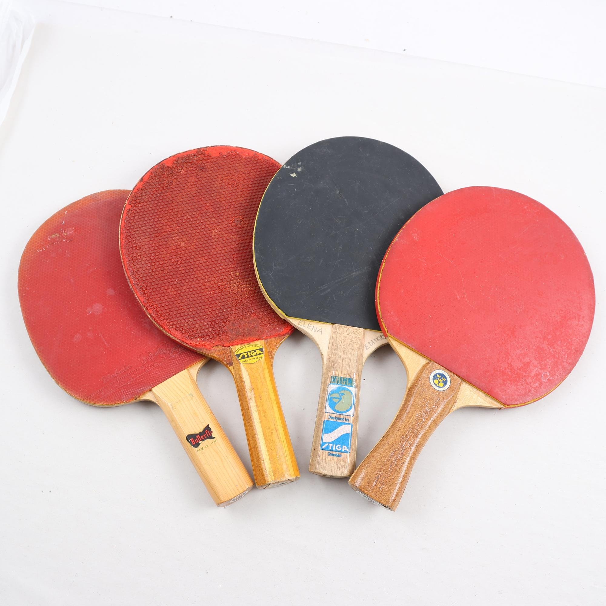 Pingisrackets, Stiga mfl, 4st blandat, retro.