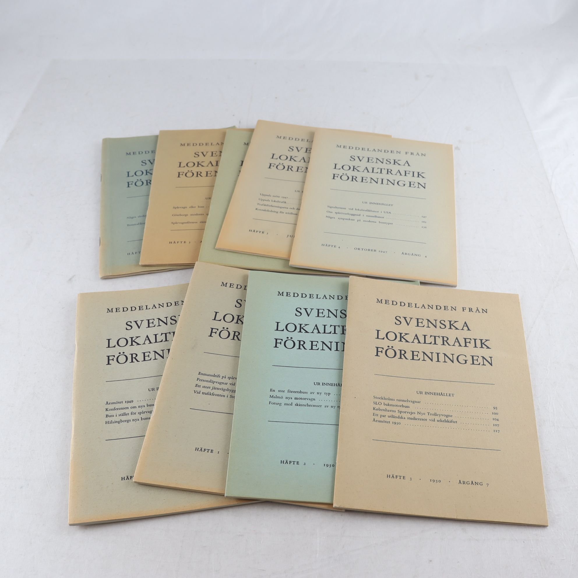 Meddelanden från svenska lokaltrafikföreningen, 9 häften från 1945-50