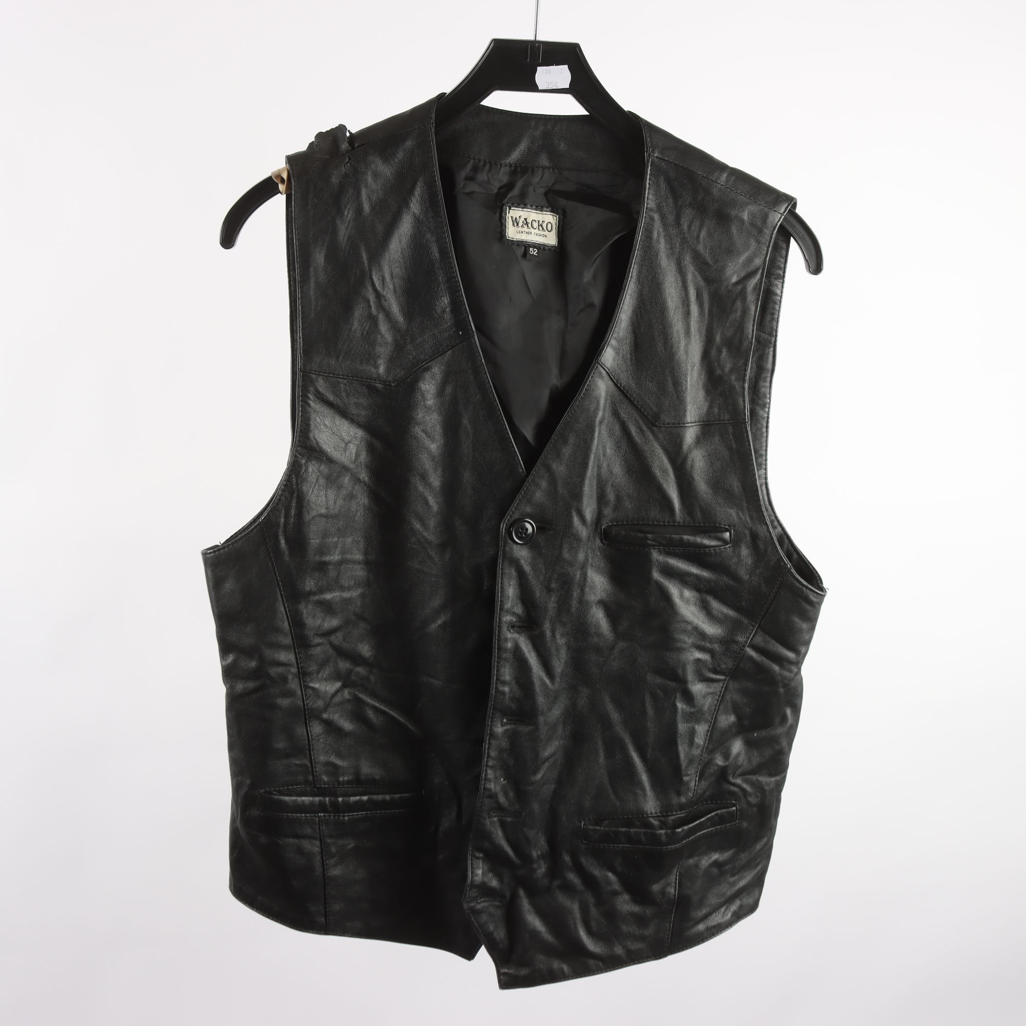 Skinnväst, Waco, svart, stl. 52.