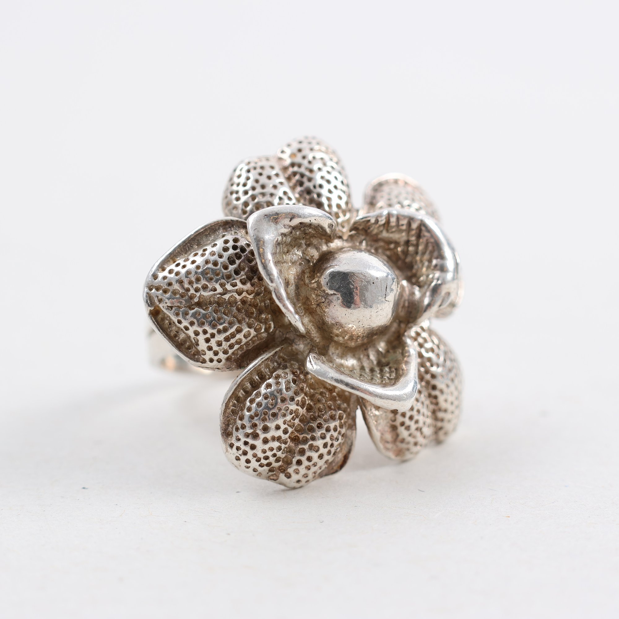 Ring, silver 925, blomma, vintage, vikt: 11.3g