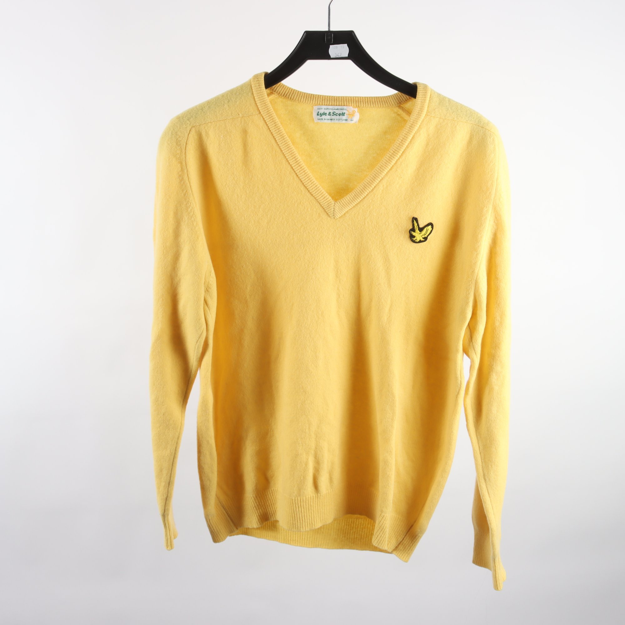 Tröja, Lyle & Scott, gul, 100% lammull, stl. 44.