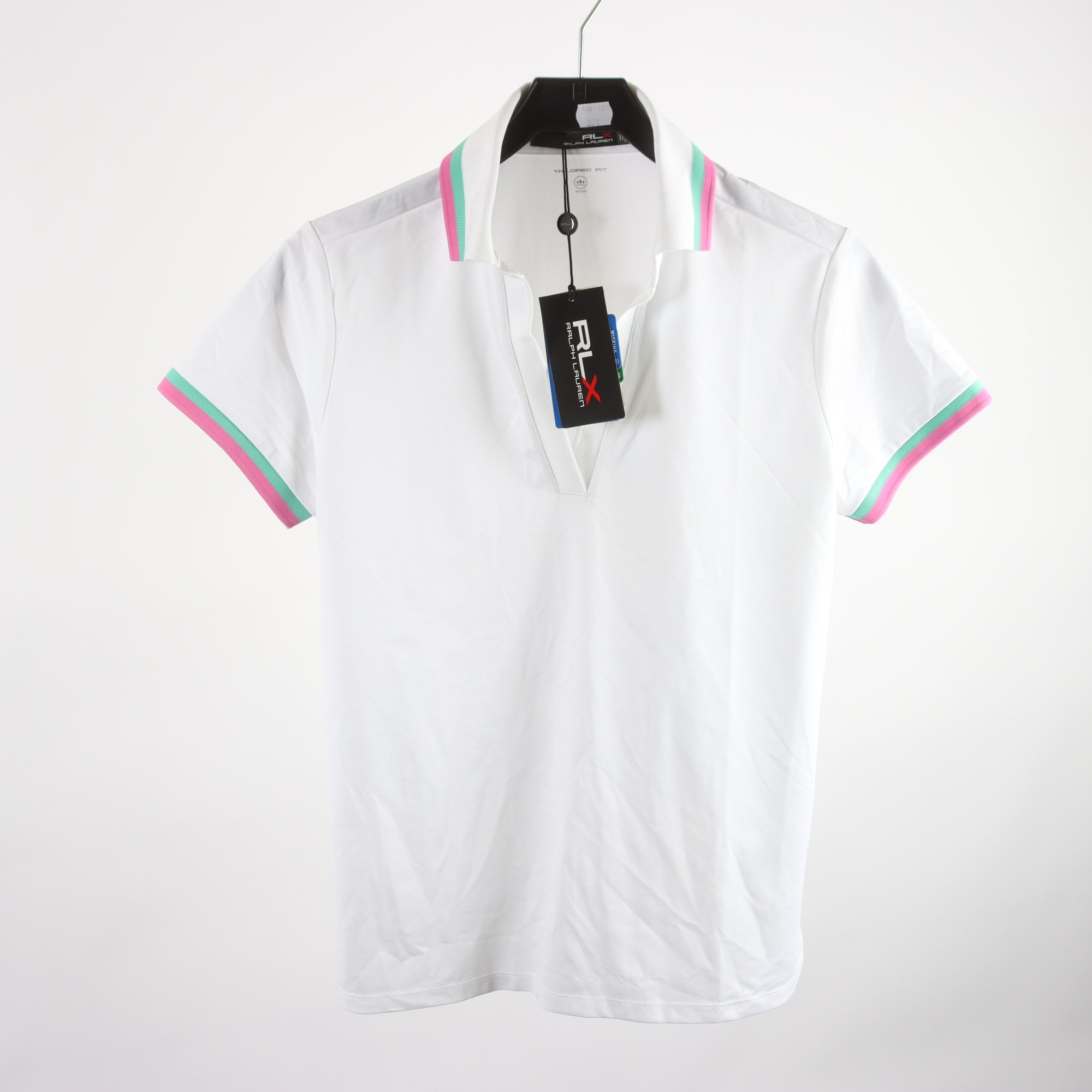 Piké, Ralph Lauren, vit, rosa, stl. M.