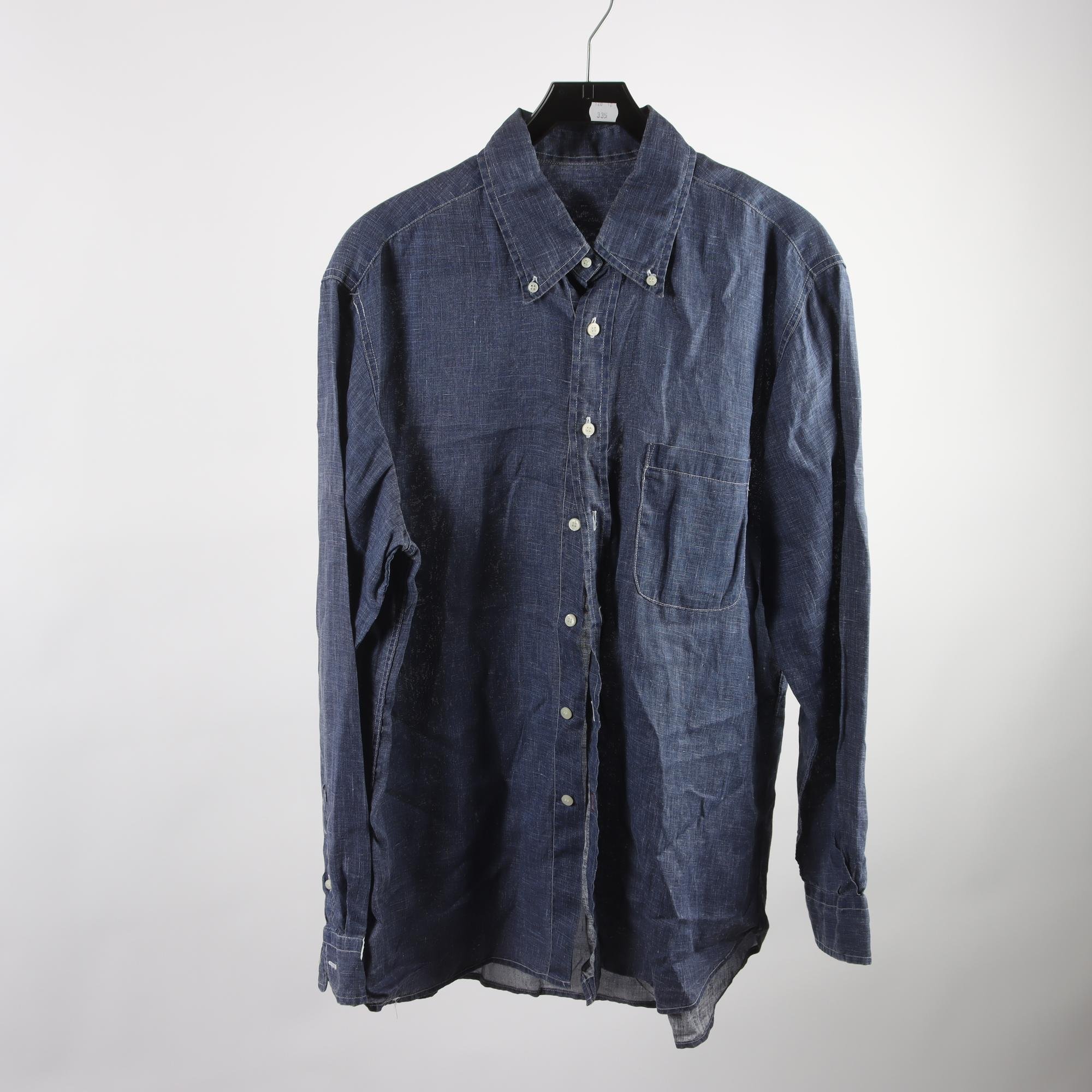 Skjorta, Okänd, blå, lin, stl. ca. M.