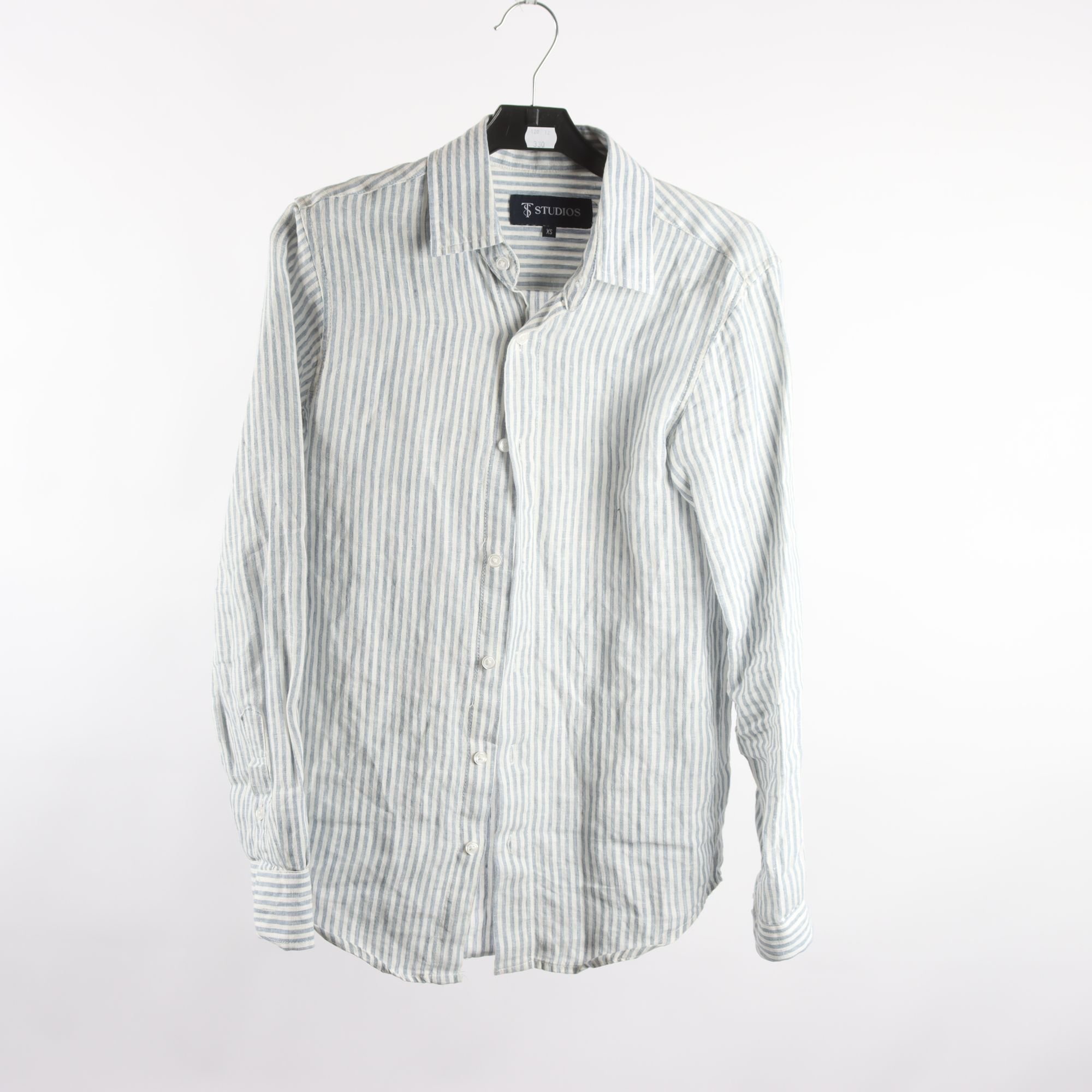 Skjorta, ST Studios, 100% lin, randig, vit, blå, stl. XS