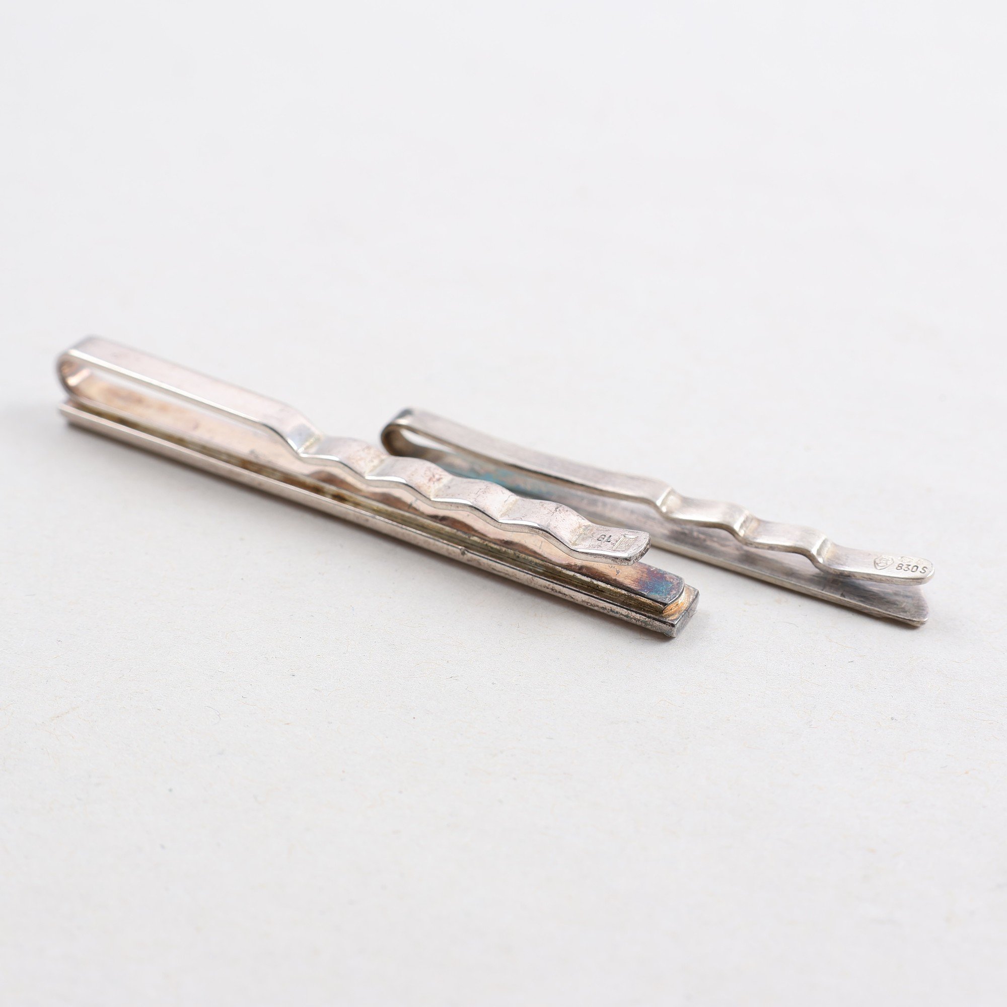 Slipsnålar, 2 st., silver 830-925, vikt: 17.4g