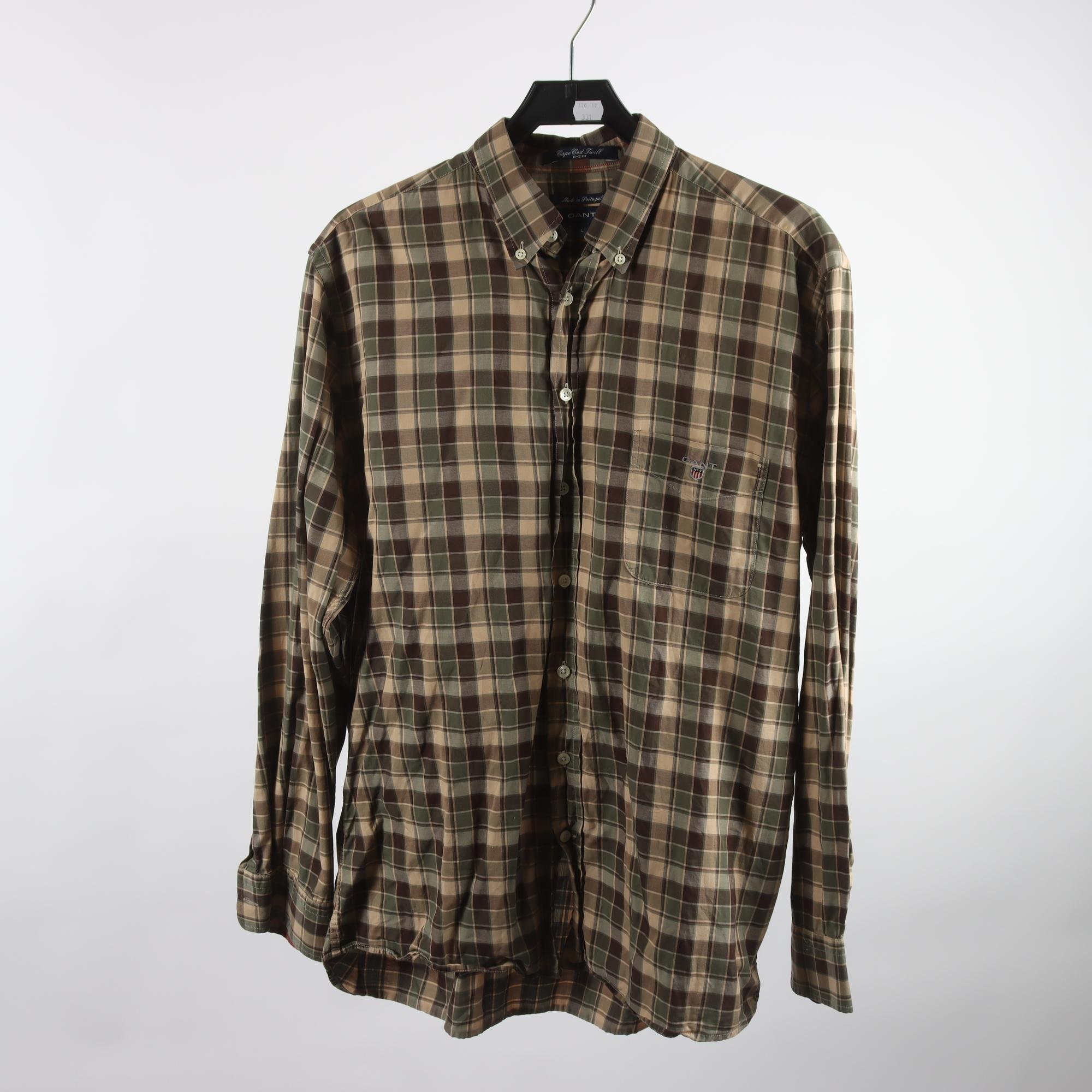 Skjorta, Gant, rutig, brun, beige, stl. L.