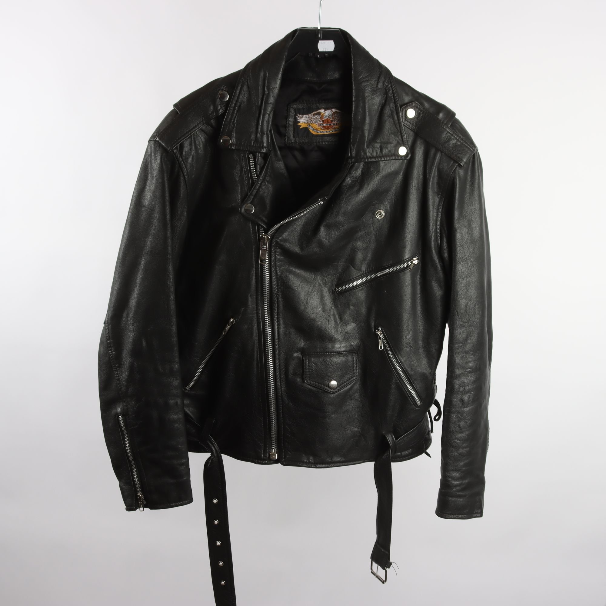 Skinnjacka, Real Leather, biker, svart, stl. ca. S.