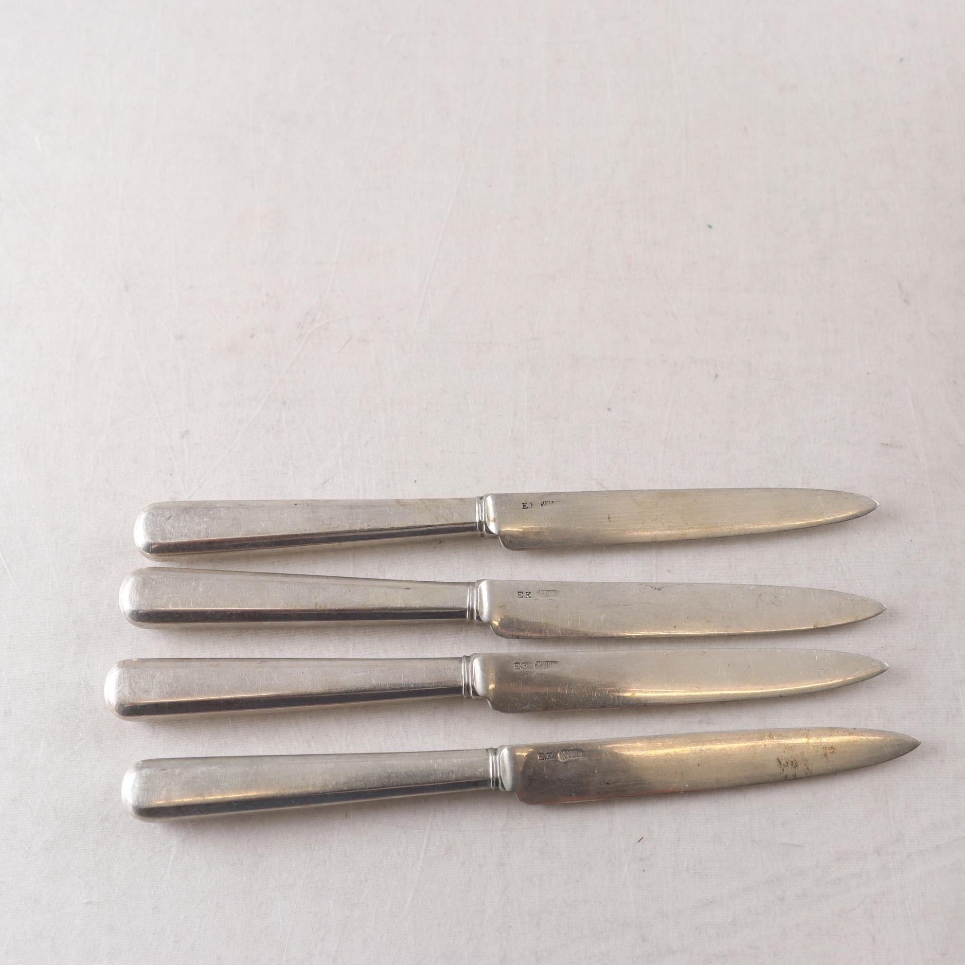 Fruktknivar, silver 800, 4 st