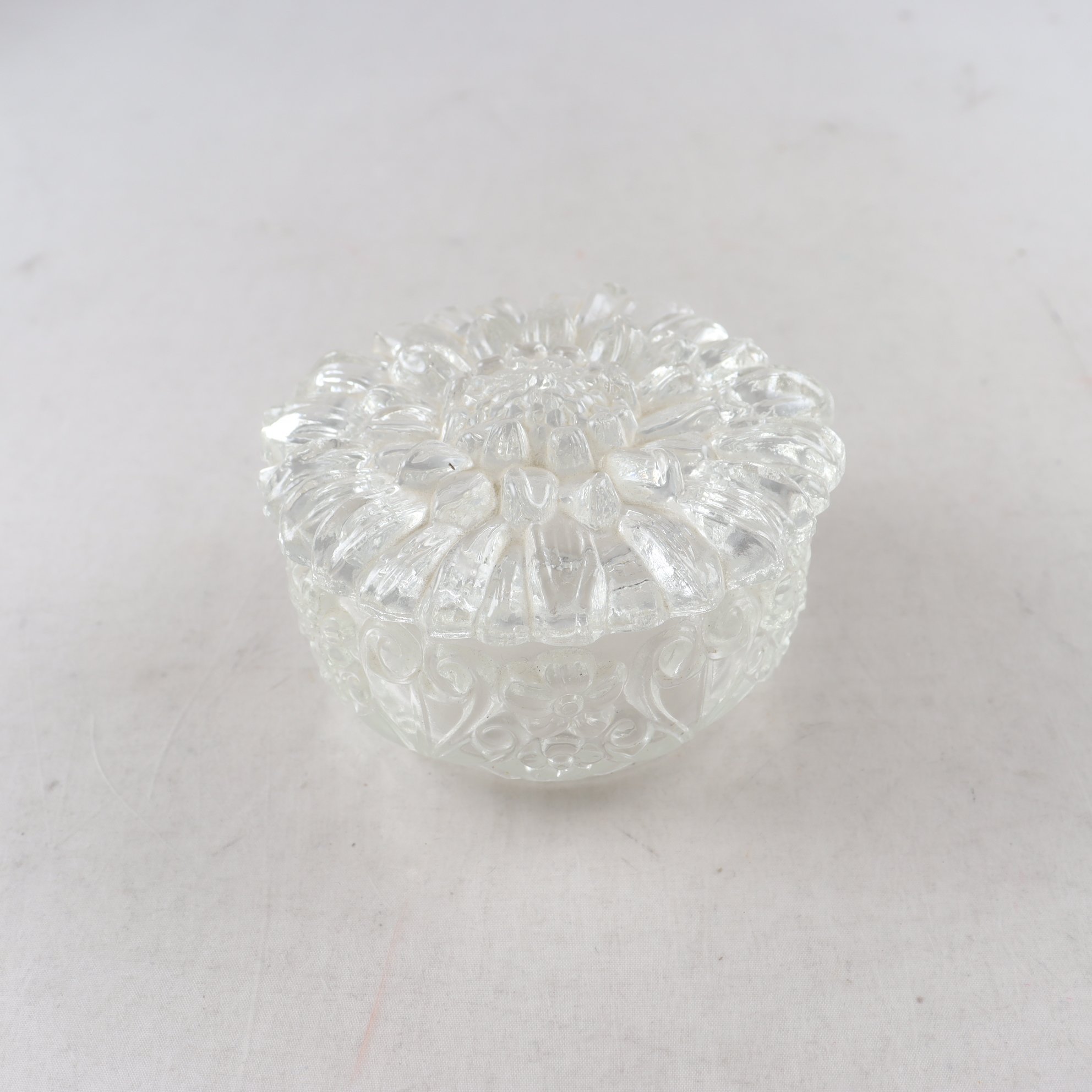 Burk med lock, ”Solros”, glas.