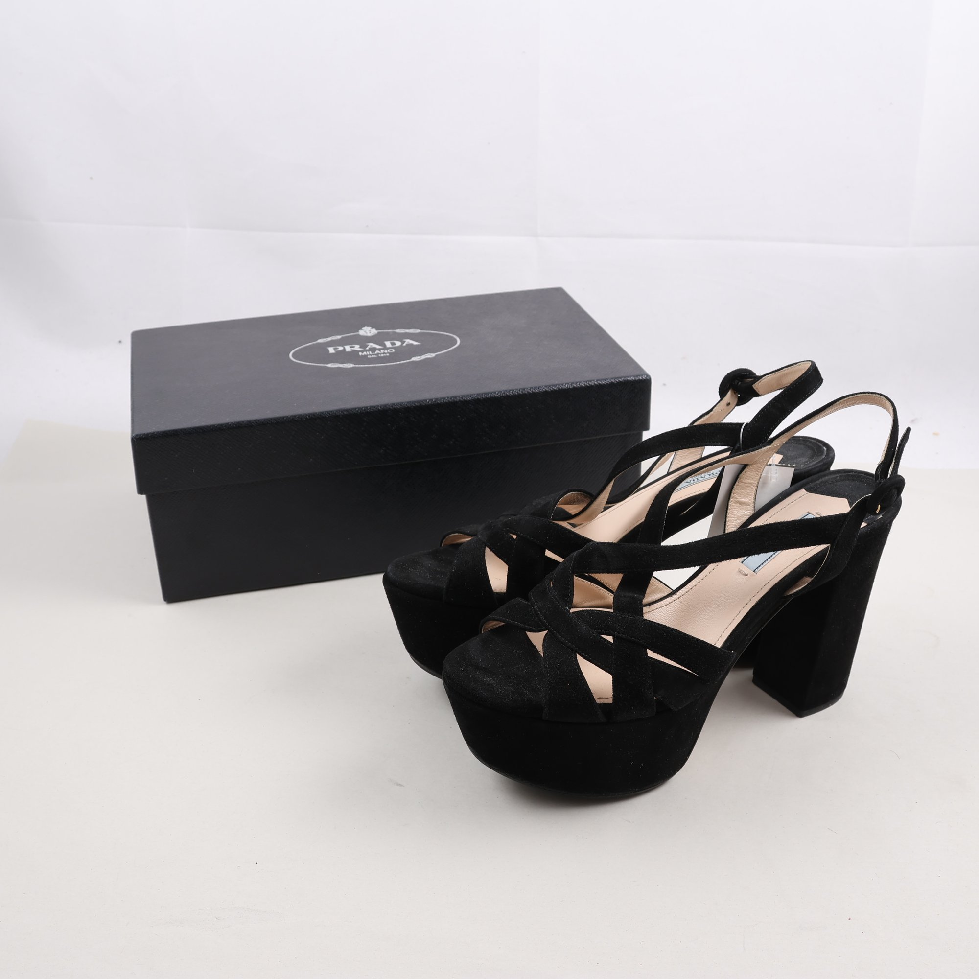 Klackskor, Prada, svart, stl. 38