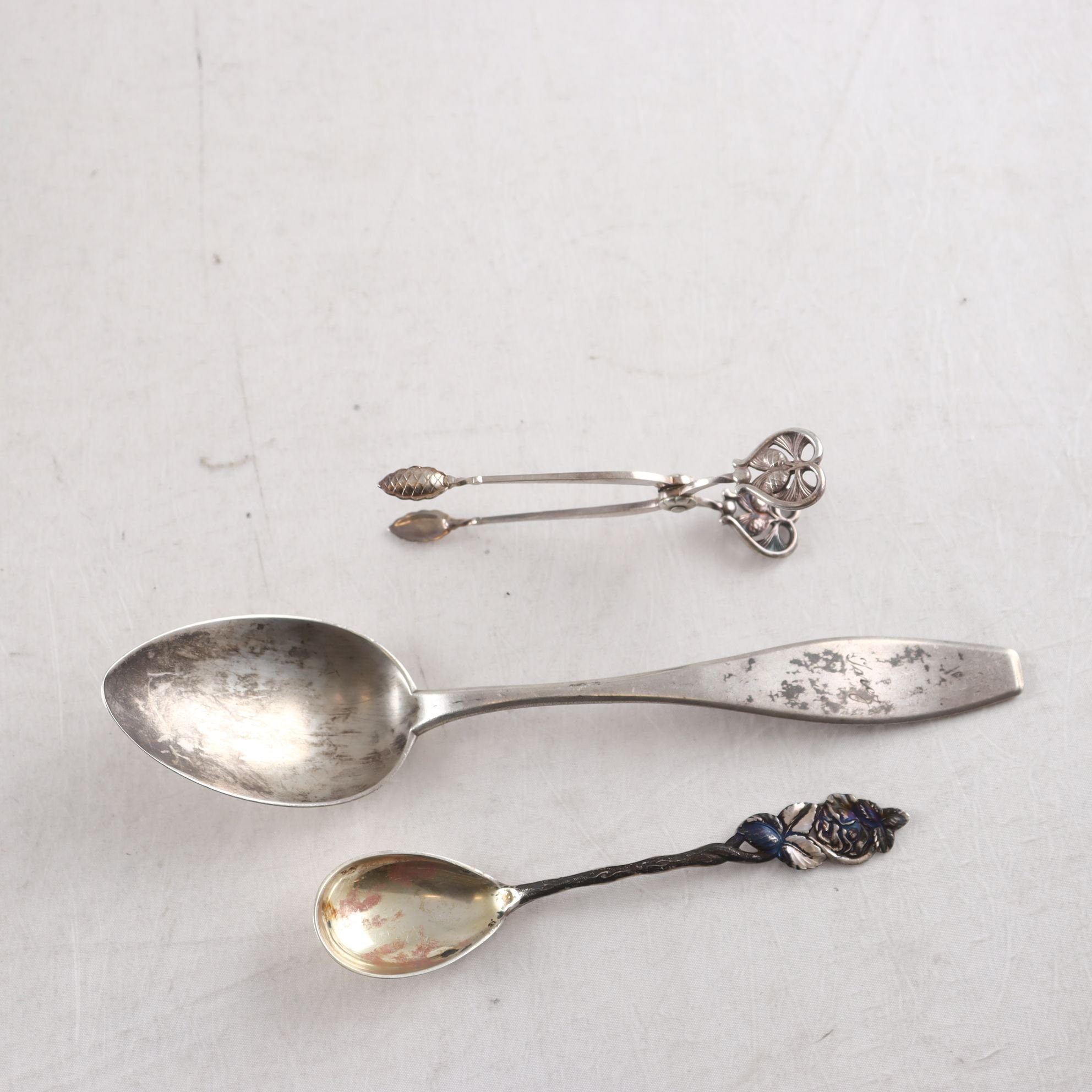 Soppsked, silver, A.K, sockersked, sockertång, silver, Kultakeskus Oy