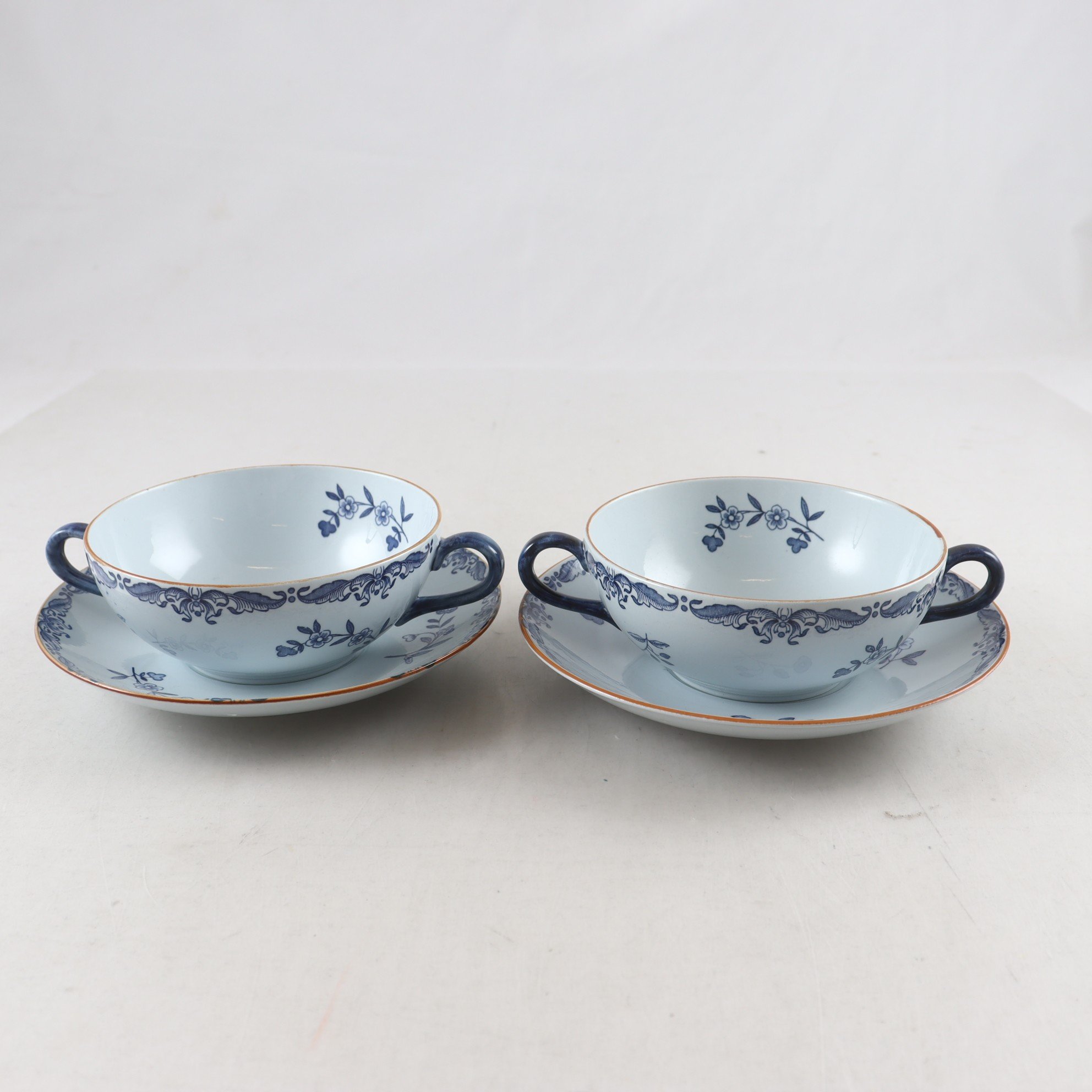 Buljongkoppar & fat, Rörstrand ”Ostindia”, 2 st.