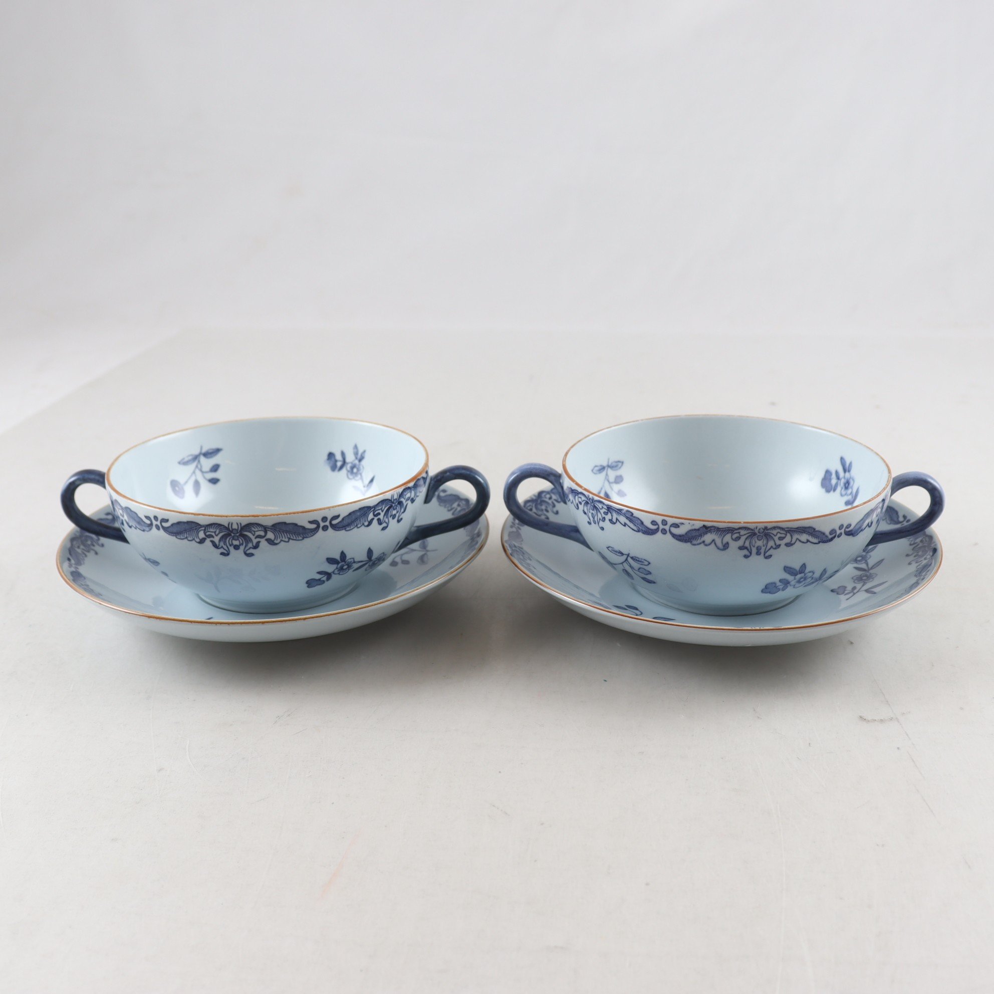 Buljongkoppar & fat, Rörstrand ”Ostindia”, 2 st.