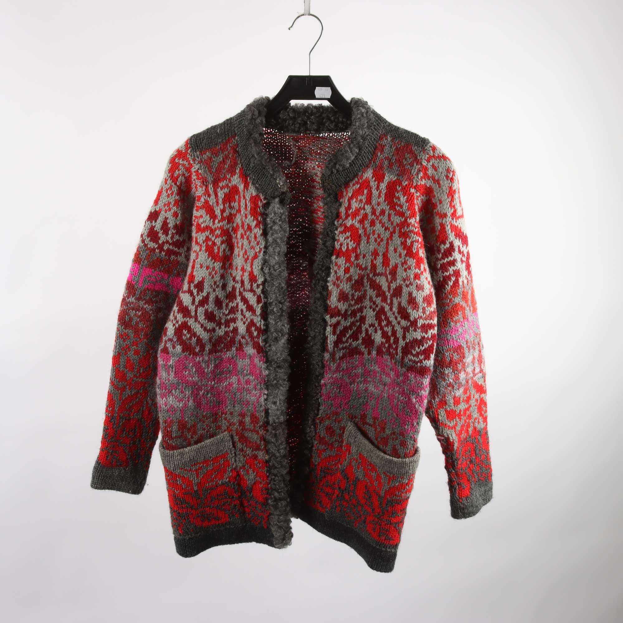 Kofta, Okänd, rosa, grå, fårull, stl. ca. S.