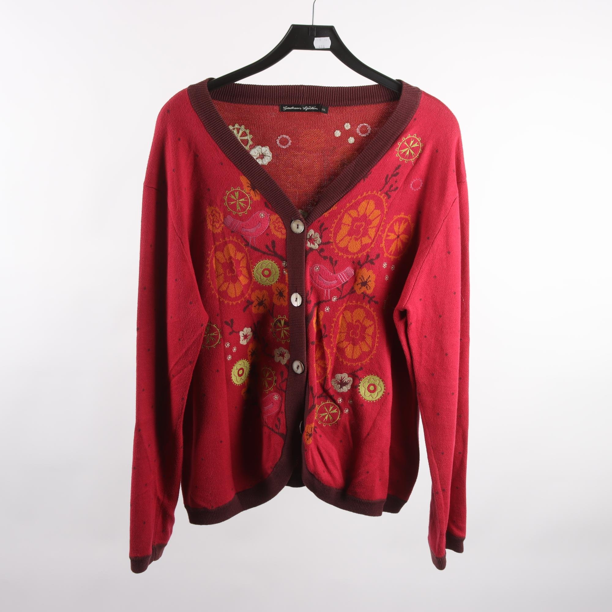 Kofta, Gudrun Sjödén, rosa, vinröd, stl. XXL.