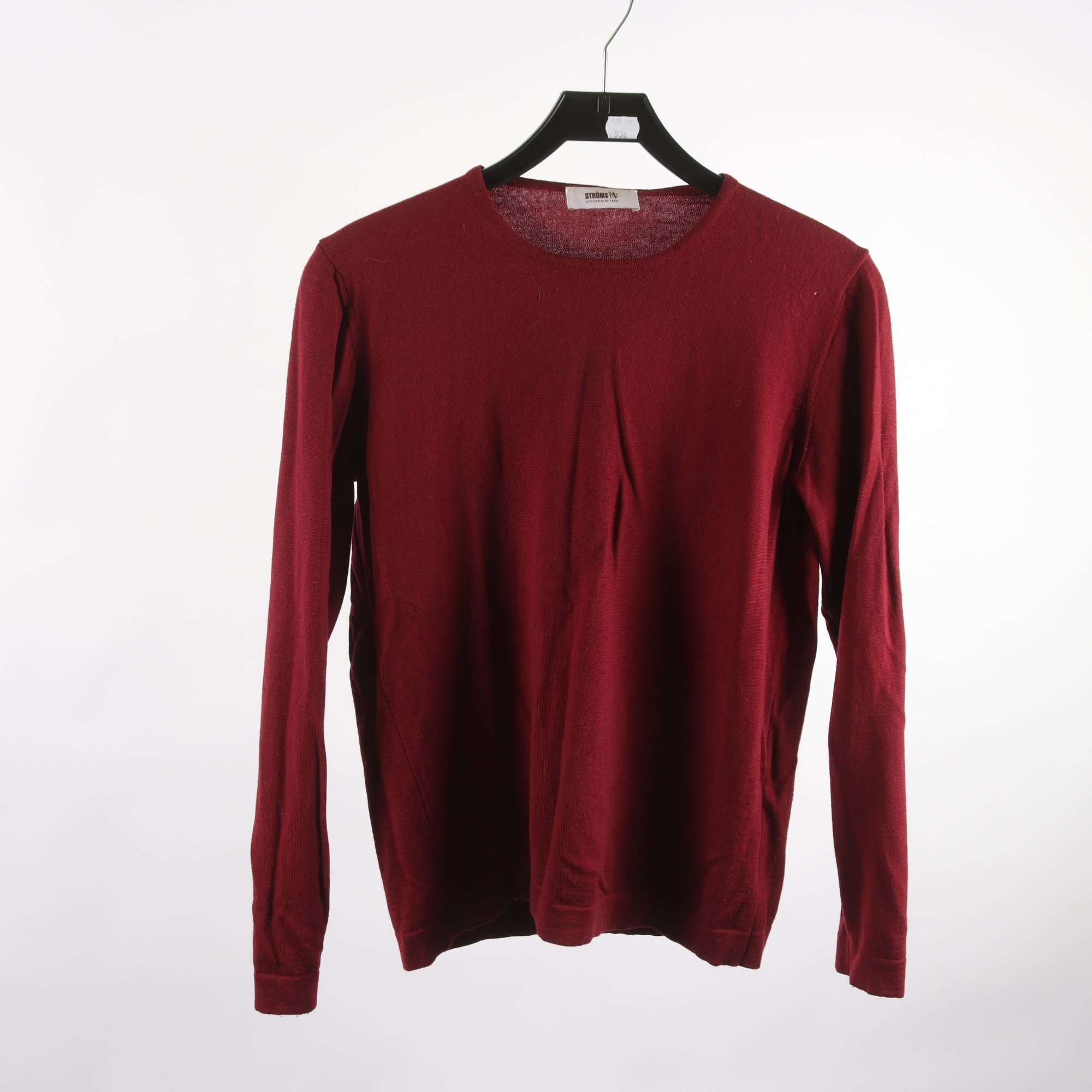 Tröja, Ströms, vinröd, 100% ull, stl. XL.