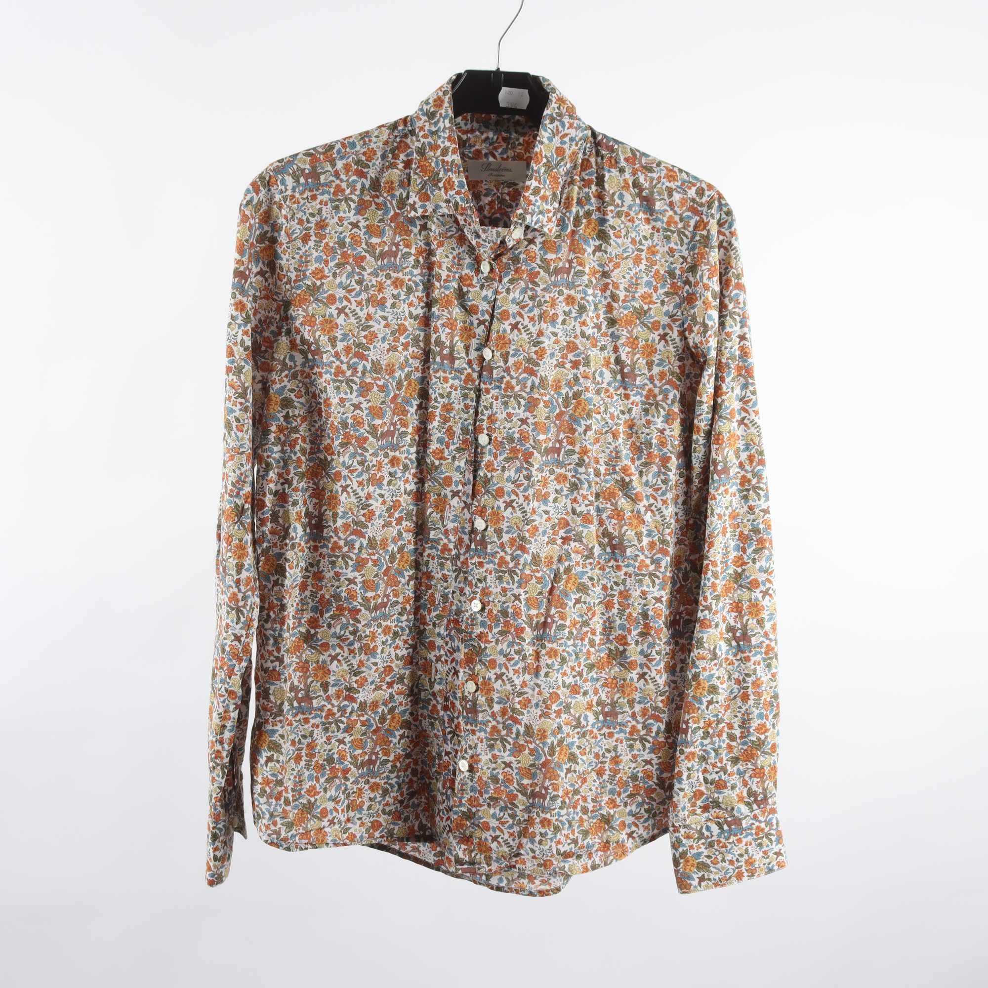 Blus, Stenströms, blommig, vit, brun, stl. 36.