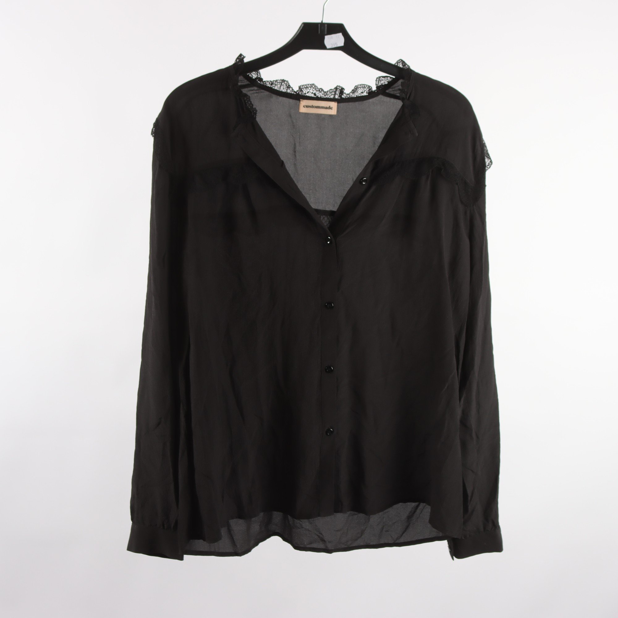 Blus, Custommade, svart, 100% silke, stl. 38.