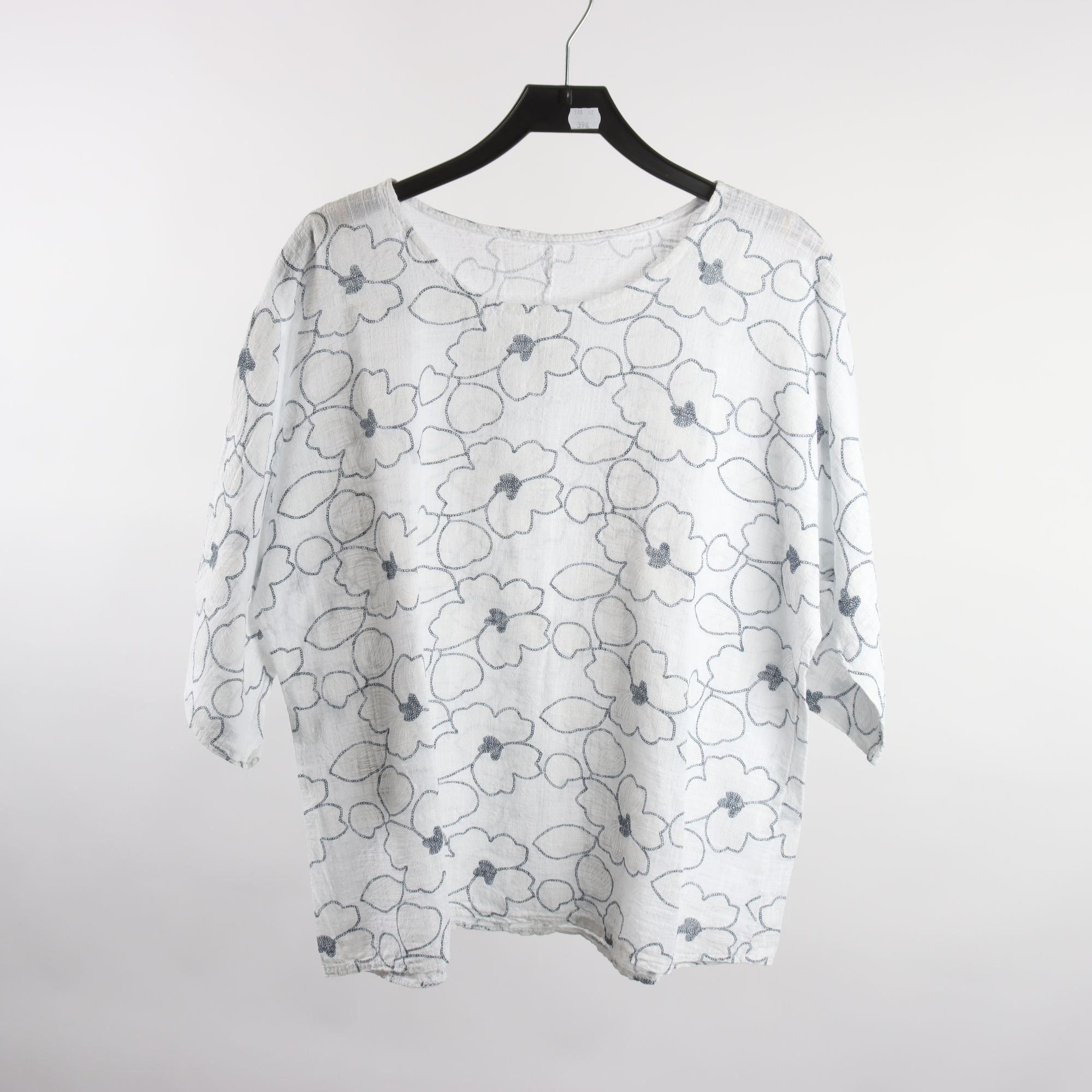 Blus, Made in Italy, vit, blå, stl. ca. one size.