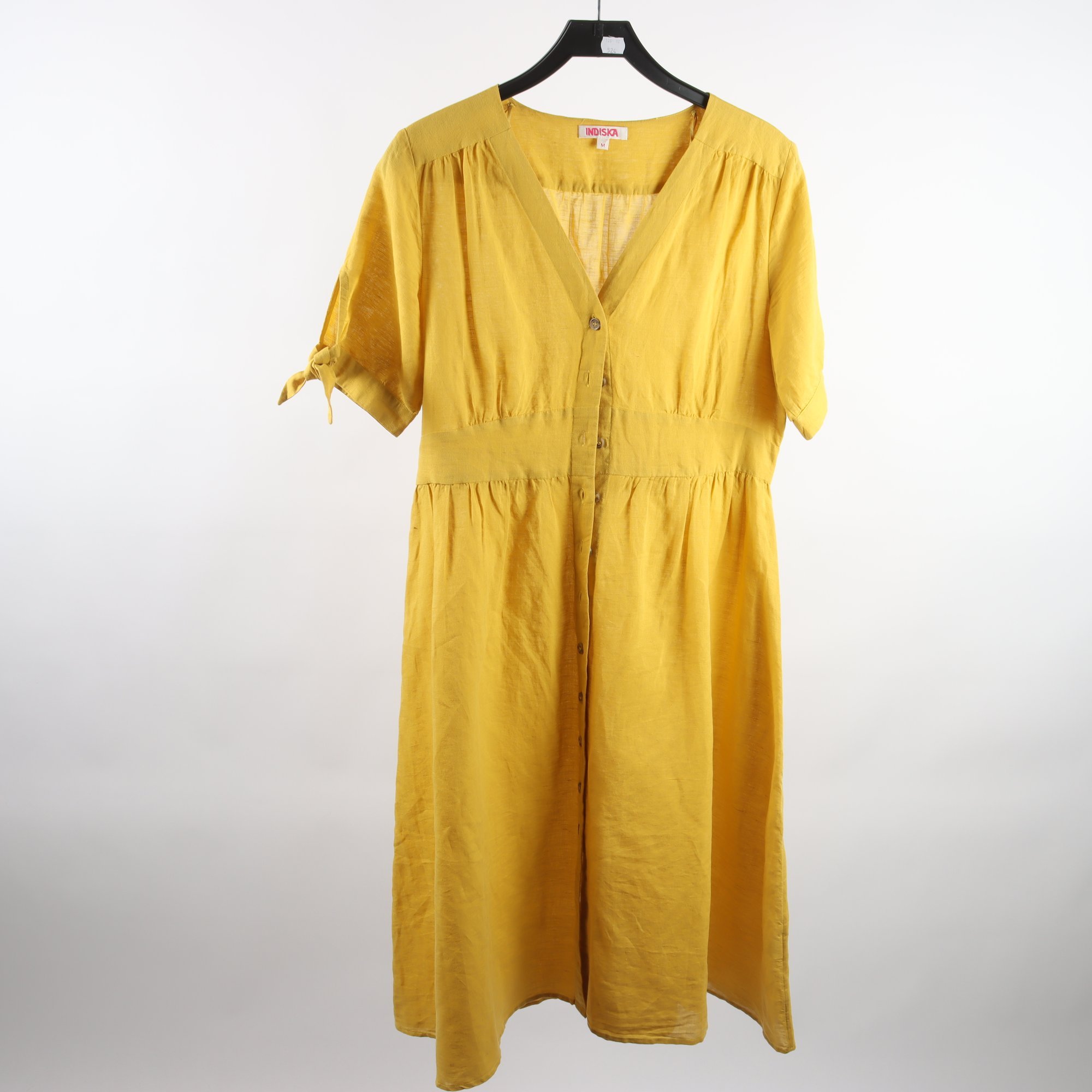Klänning, Indiska, gul, 60% lin, stl. M.