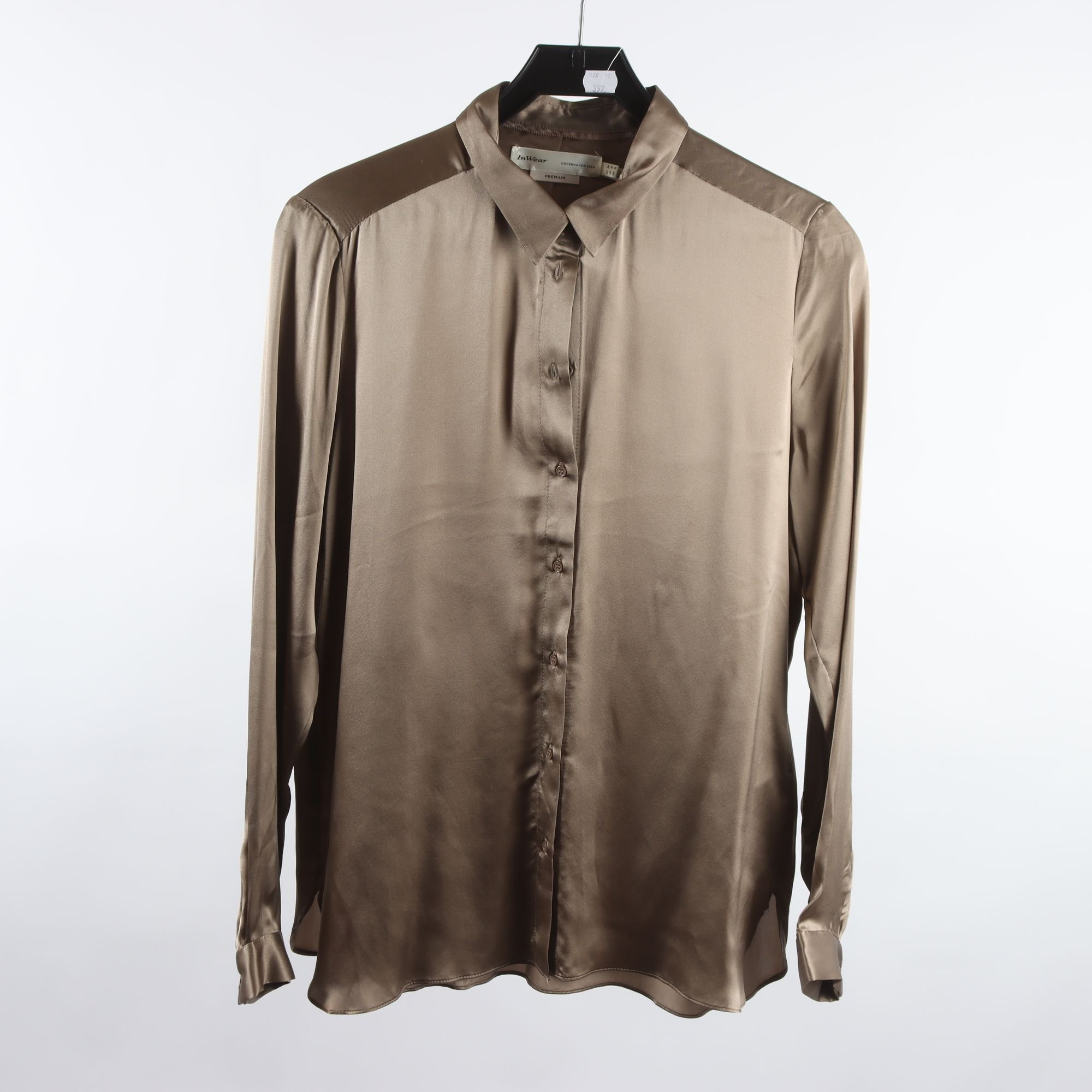 Blus, InWear, brons, 100% silke, stl. 38.