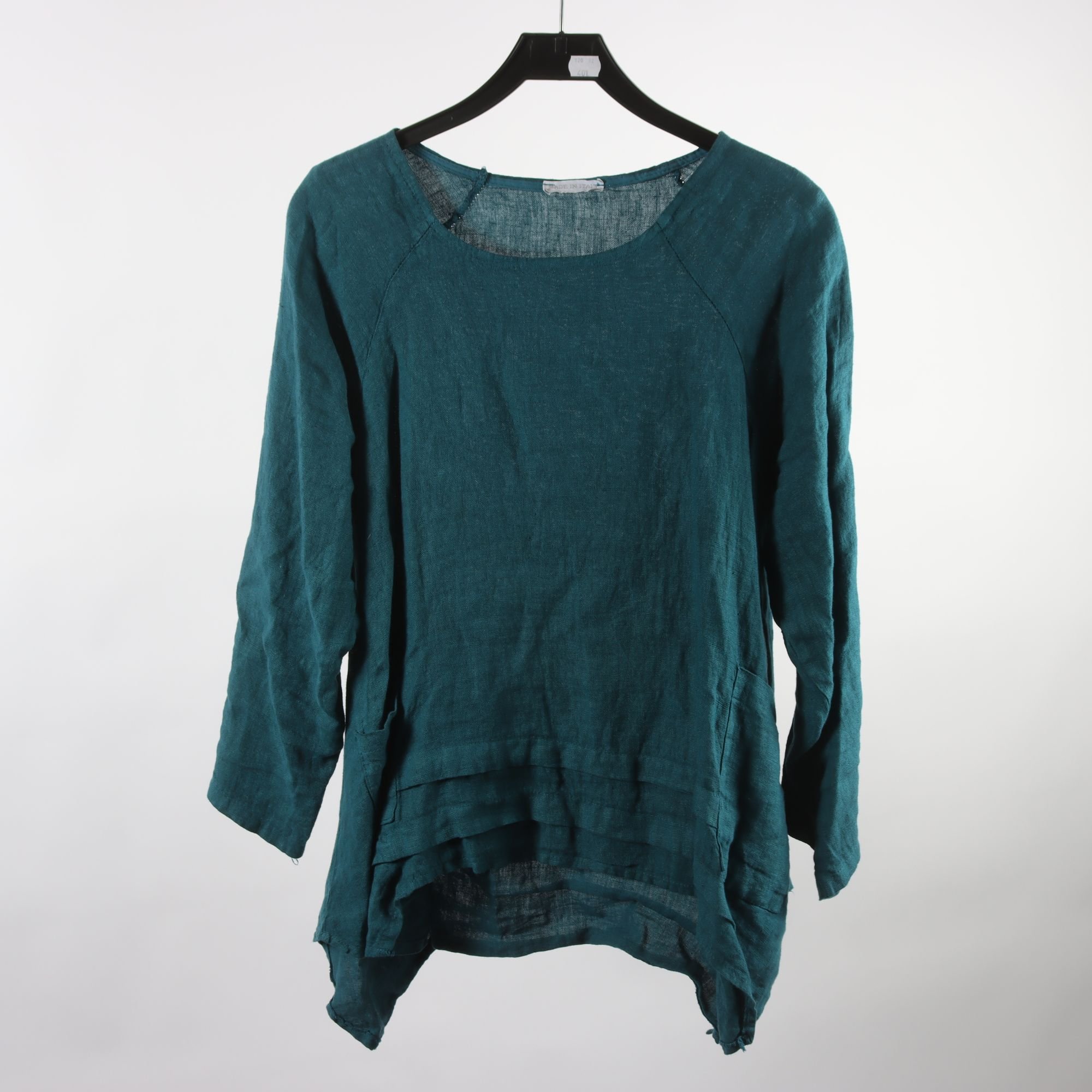 Blus, Be Free, petrol, 100% lin, stl. L.