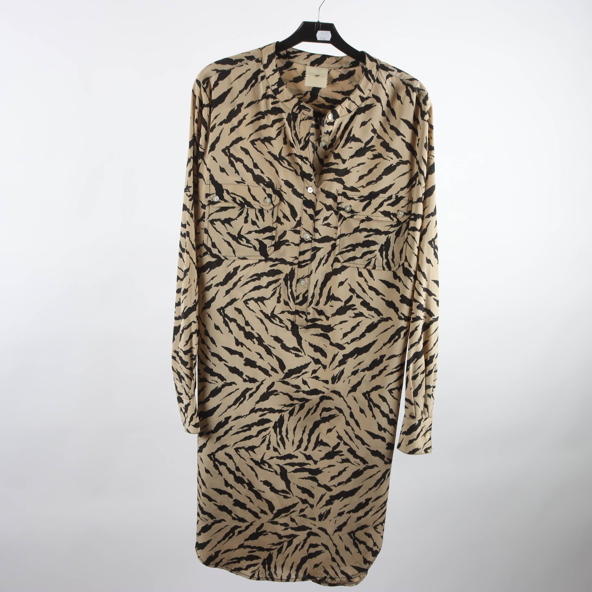 Klänning, Julie Fagerholt, beige, svart, 93% silke, stl. 42.