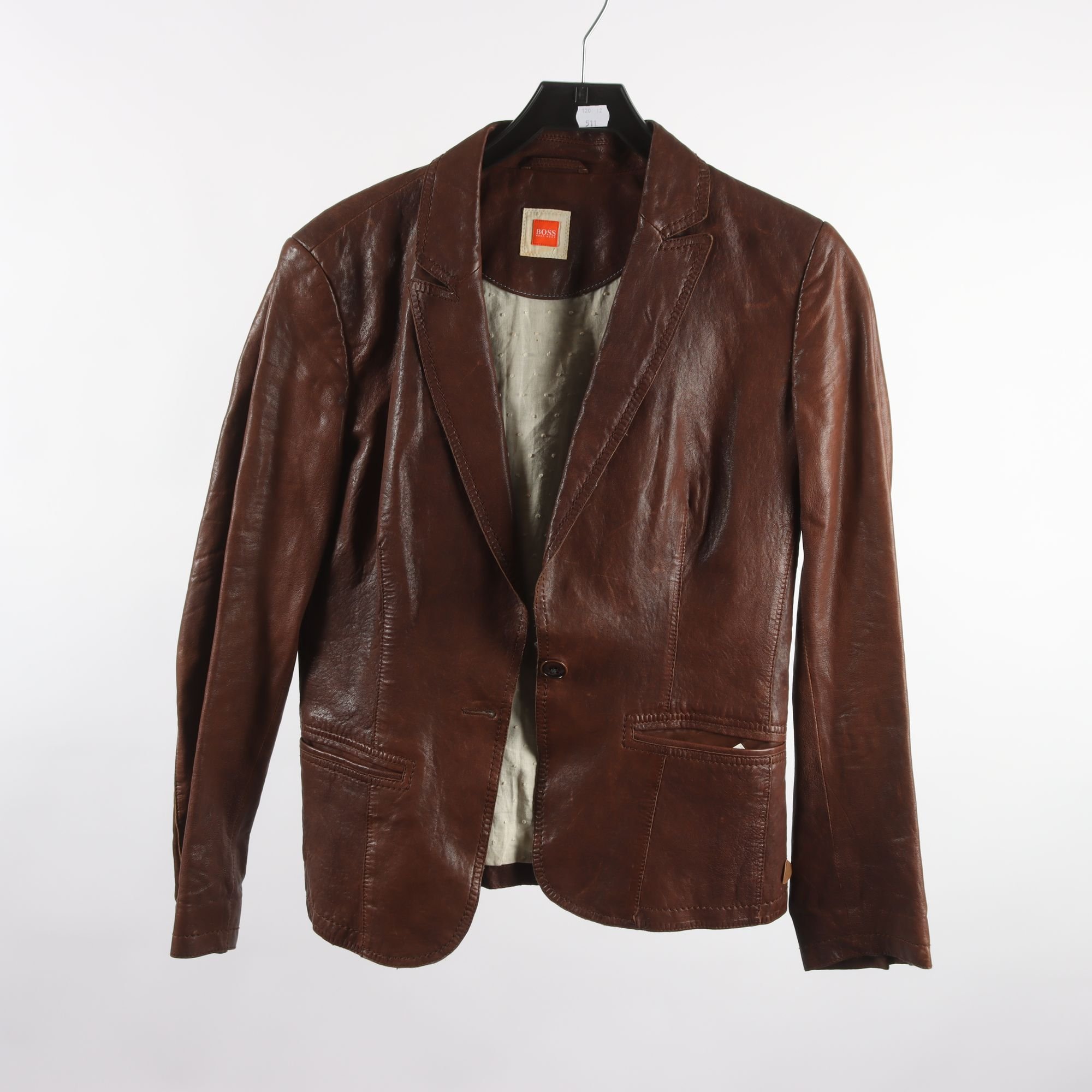 Skinnjacka, Hugo Boss, brun, stl. 38.